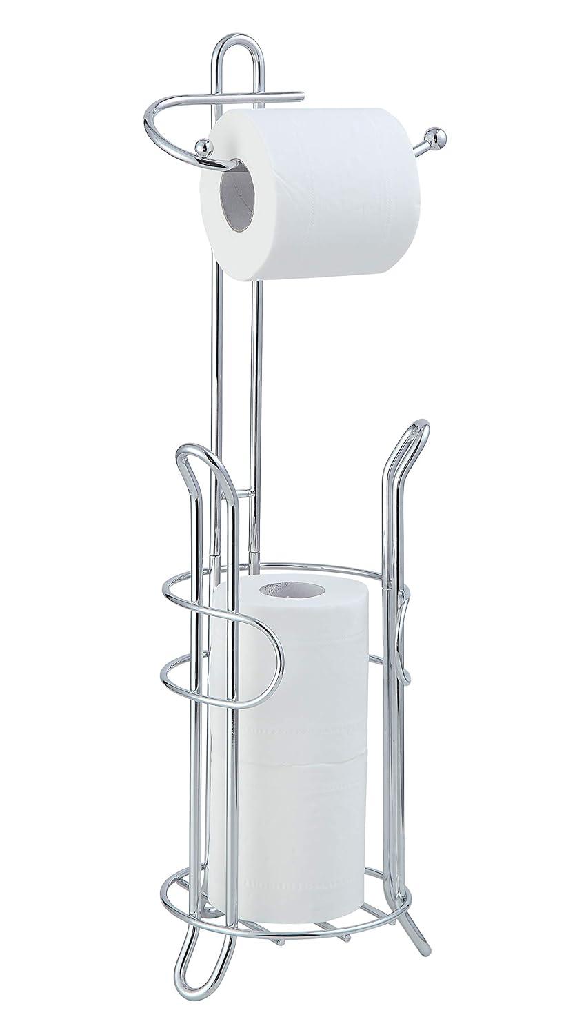 Bathroom Toilet Tissue Paper Roll Storage Holder Stand with Reserve Area for Mega Rolls