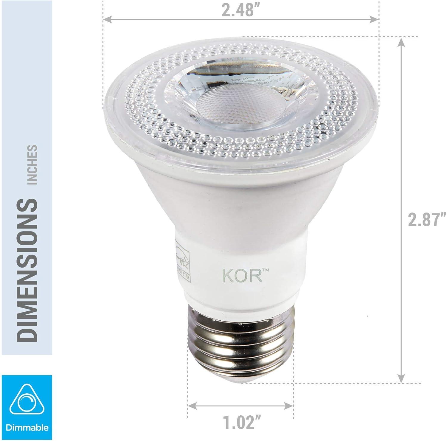 KOR 6-Pack White Dimmable LED PAR20 Flood Light Bulbs