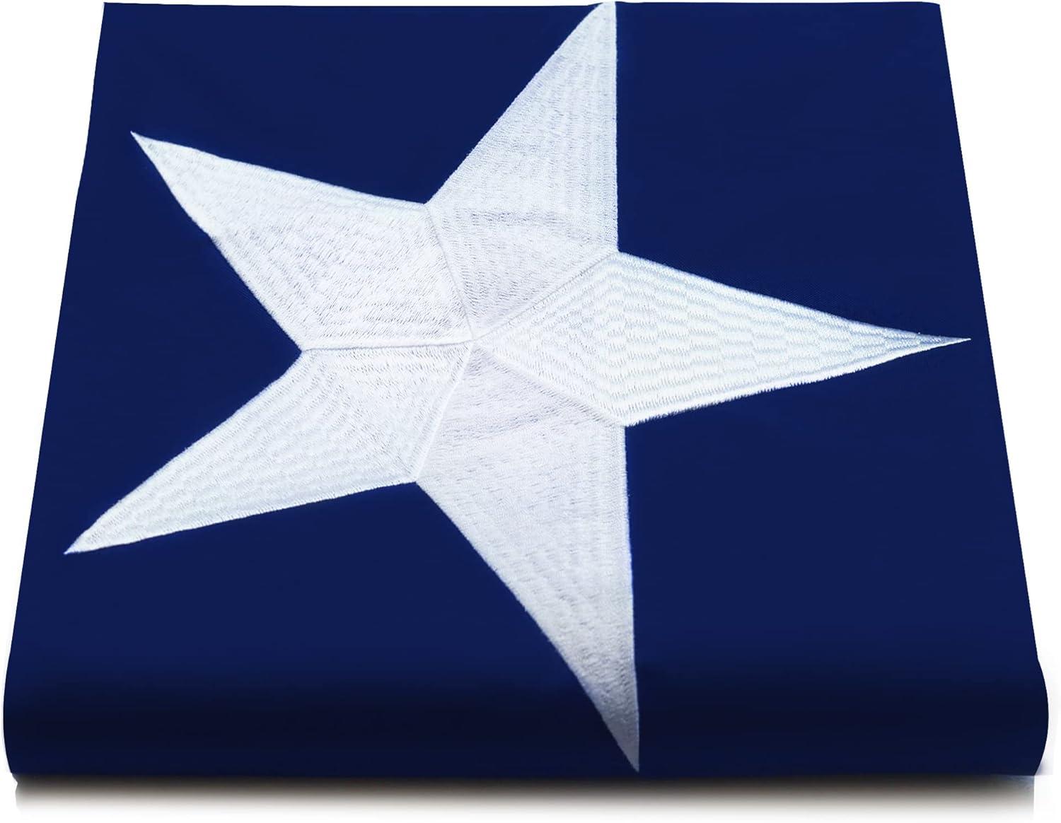 Anley EverStrong Series Embroidered Texas State Flag 3x5 Ft - Nylon Lone Star Flags with Brass Grommets