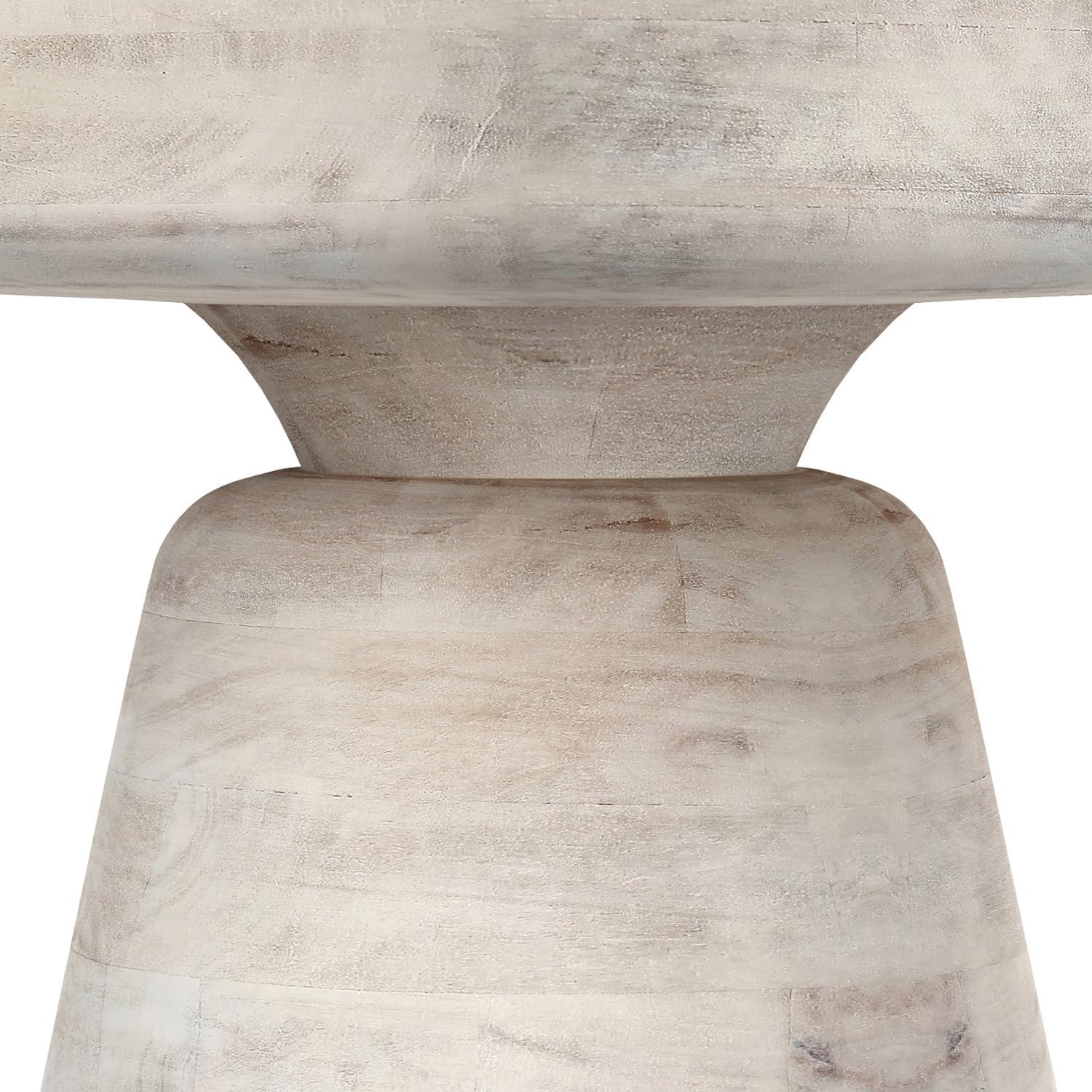 Simpli Home Robbie 16"W Solid Mango Wood Round Accent Table with Sculptural Design