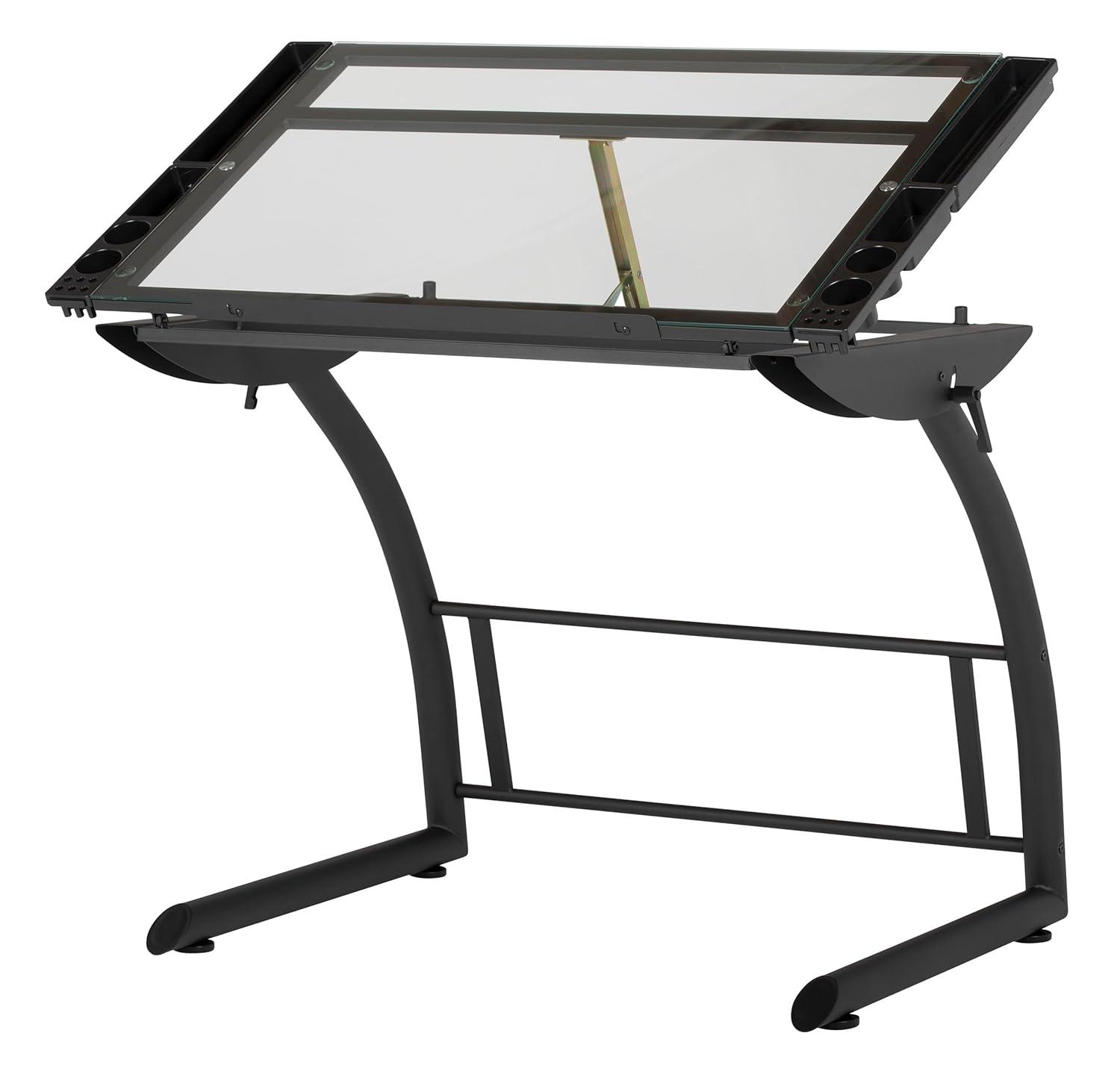 Inbox Zero Cournoyer Glass Drafting Table