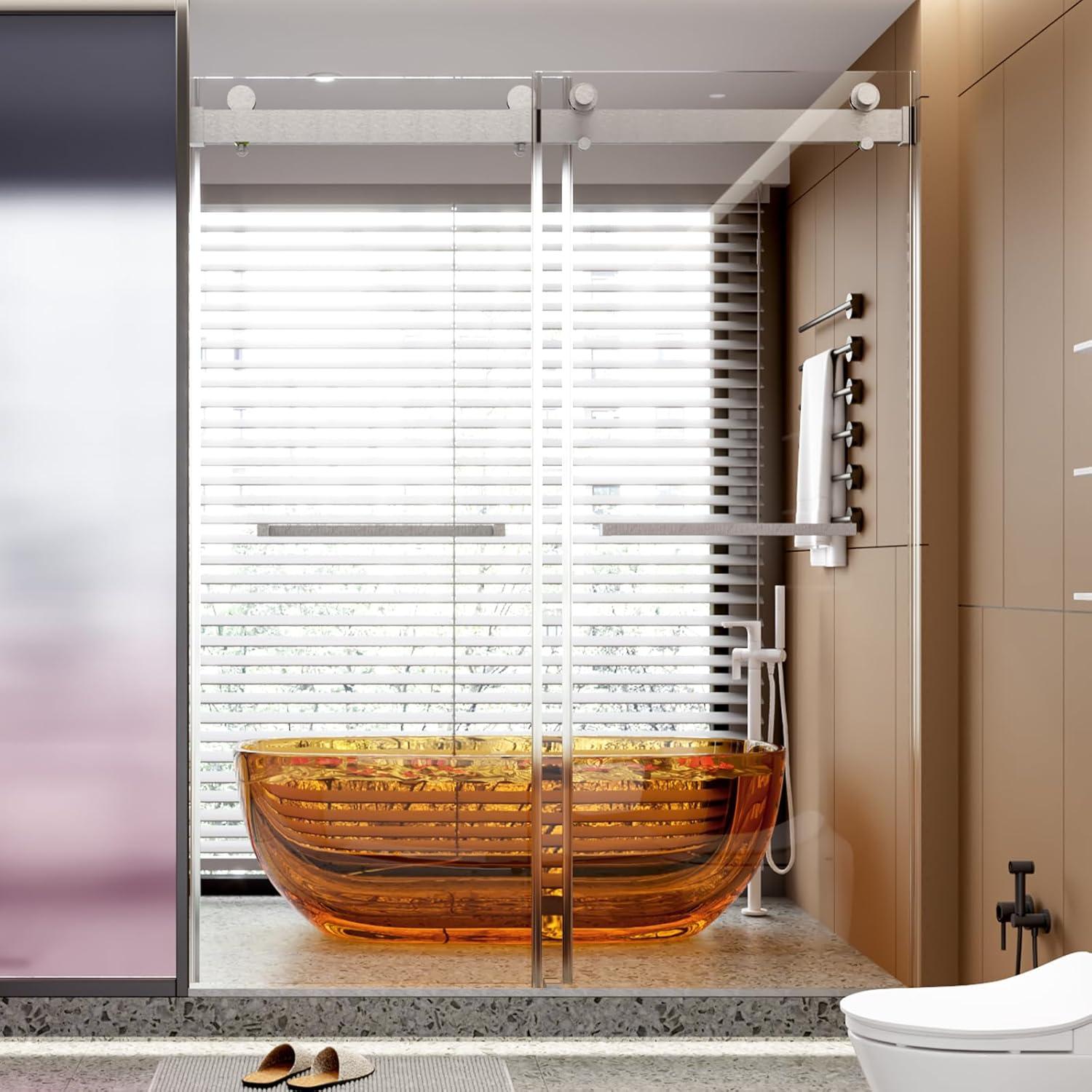 LILI 56-60"W x 76"H Dual Sliding Shower Door, Modern Style AADSH5676LL