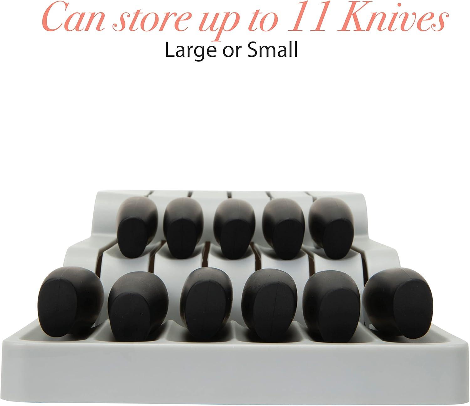 Gray Plastic 2 Tier Knife Drawer Organizer with 11 Slots