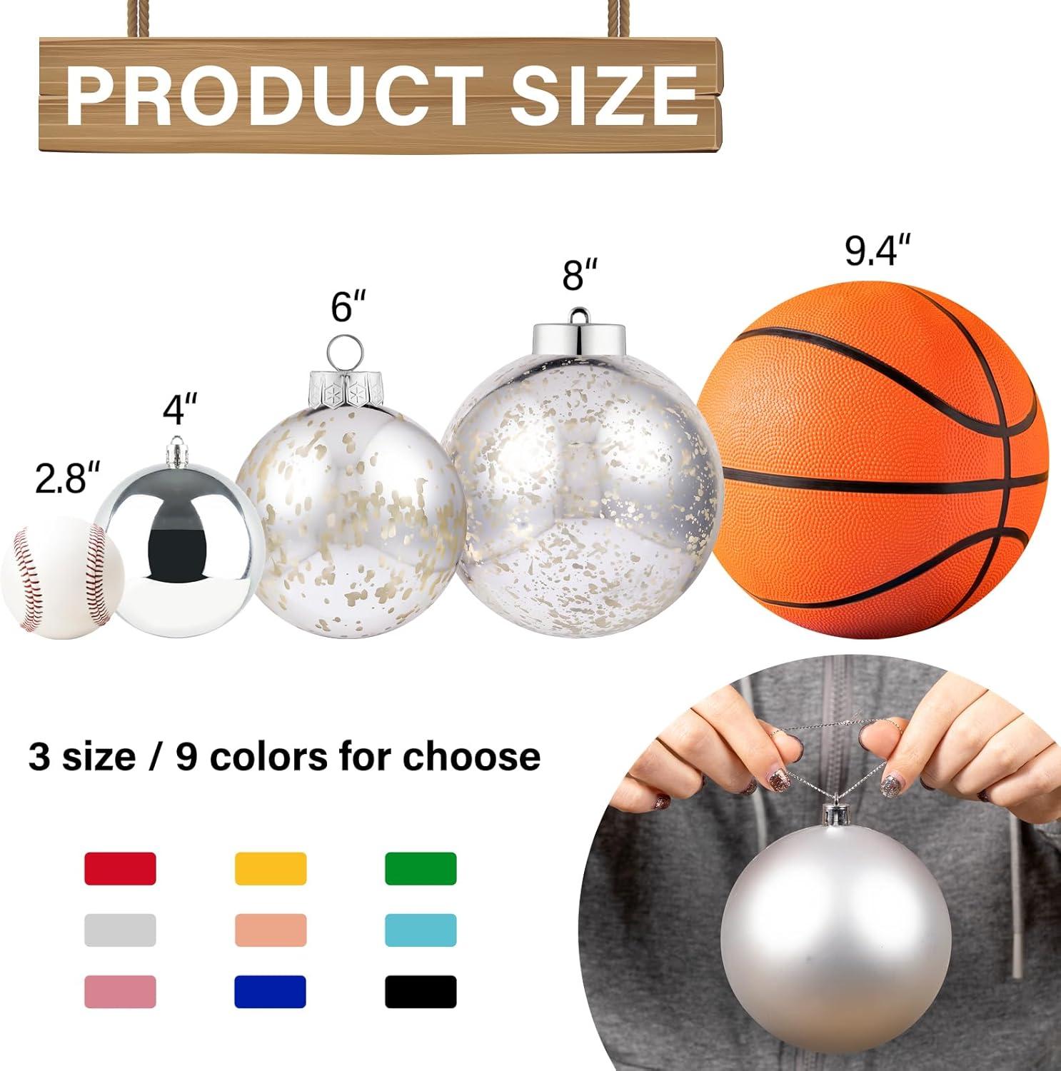 XmasExp 4in Large Christmas Ornaments Christmas Ball Ornaments Giant Tree Decoration Shatterproof Decorative Hanging Balls for Holiday Party Decor (Silver,4pcs)