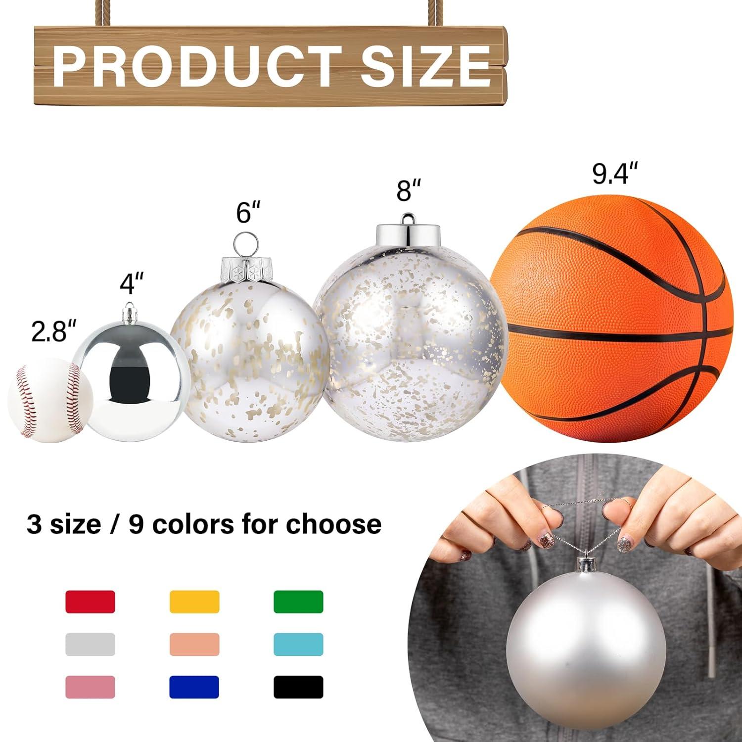 XmasExp 4in Large Christmas Ornaments Christmas Ball Ornaments Giant Tree Decoration Shatterproof Decorative Hanging Balls for Holiday Party Decor (Silver,4pcs)