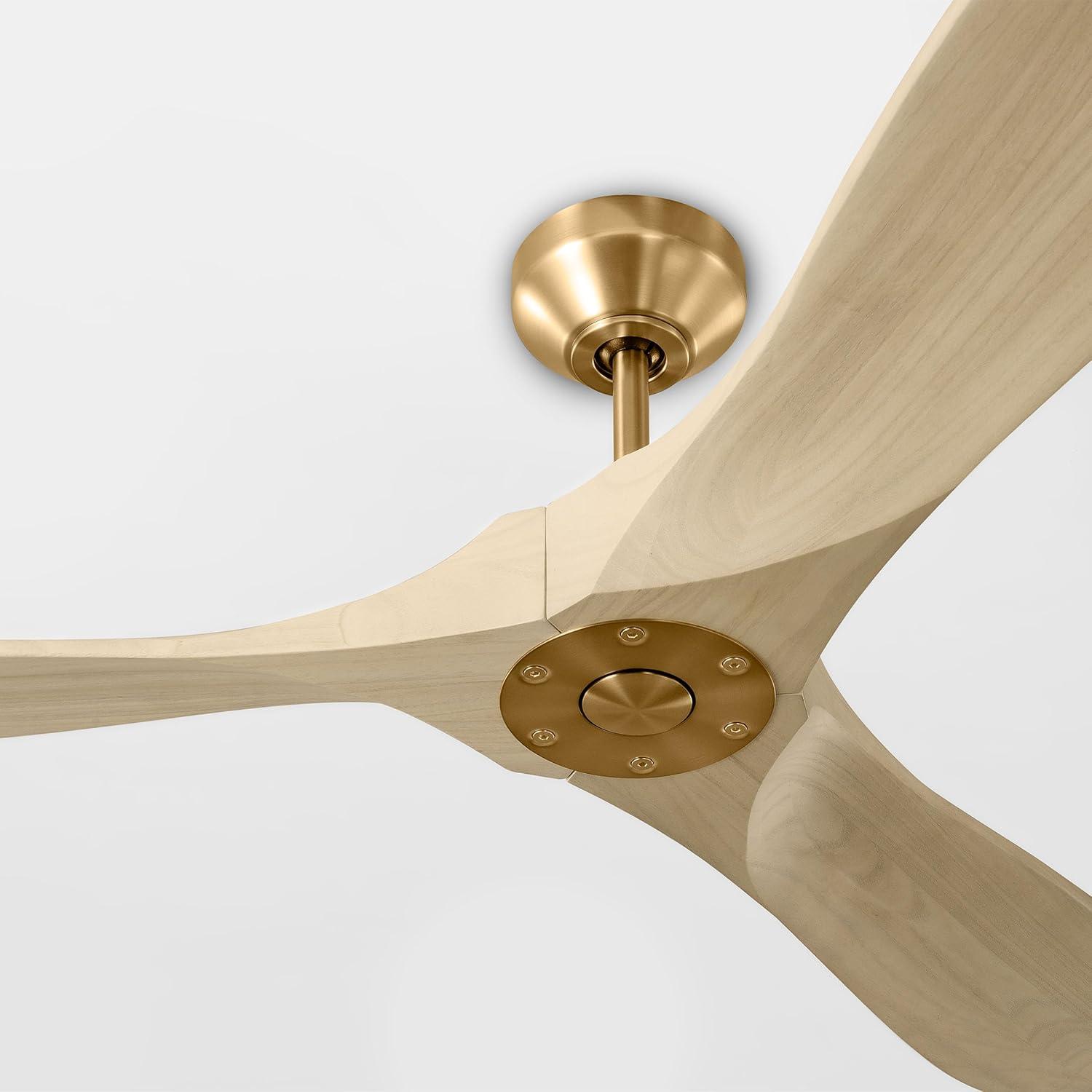 Maverick 52-Inch Burnished Brass Ceiling Fan with White Oak Blades