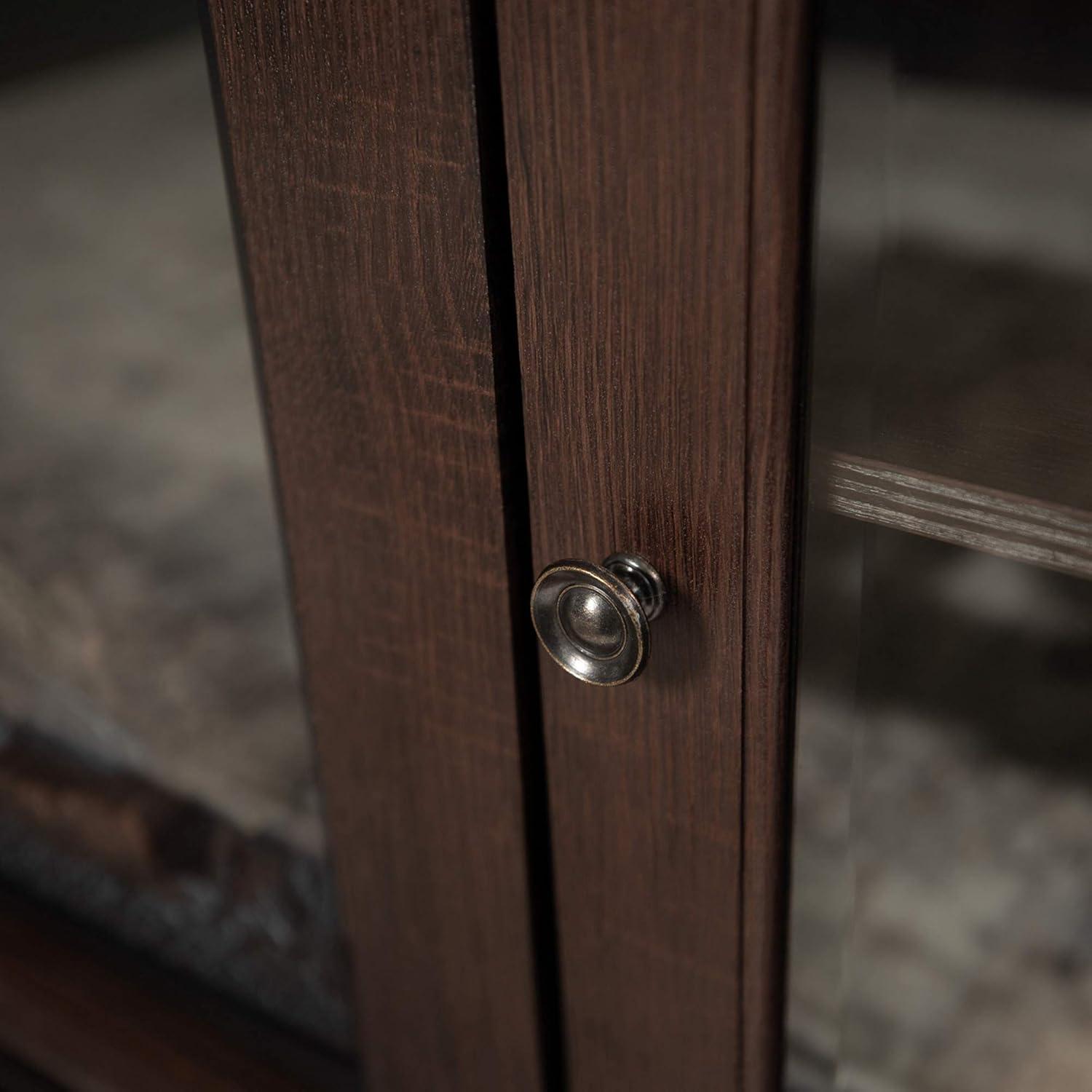 Espresso 58" Highboy Media Stand with Electric Fireplace and Cabinet