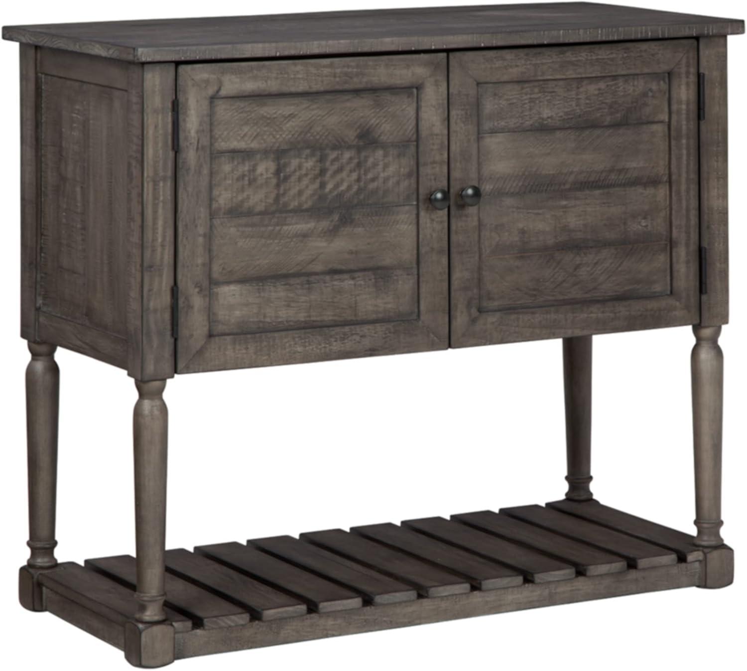 Transitional Antique Gray Wood Accent Cabinet with Pewter Hardware