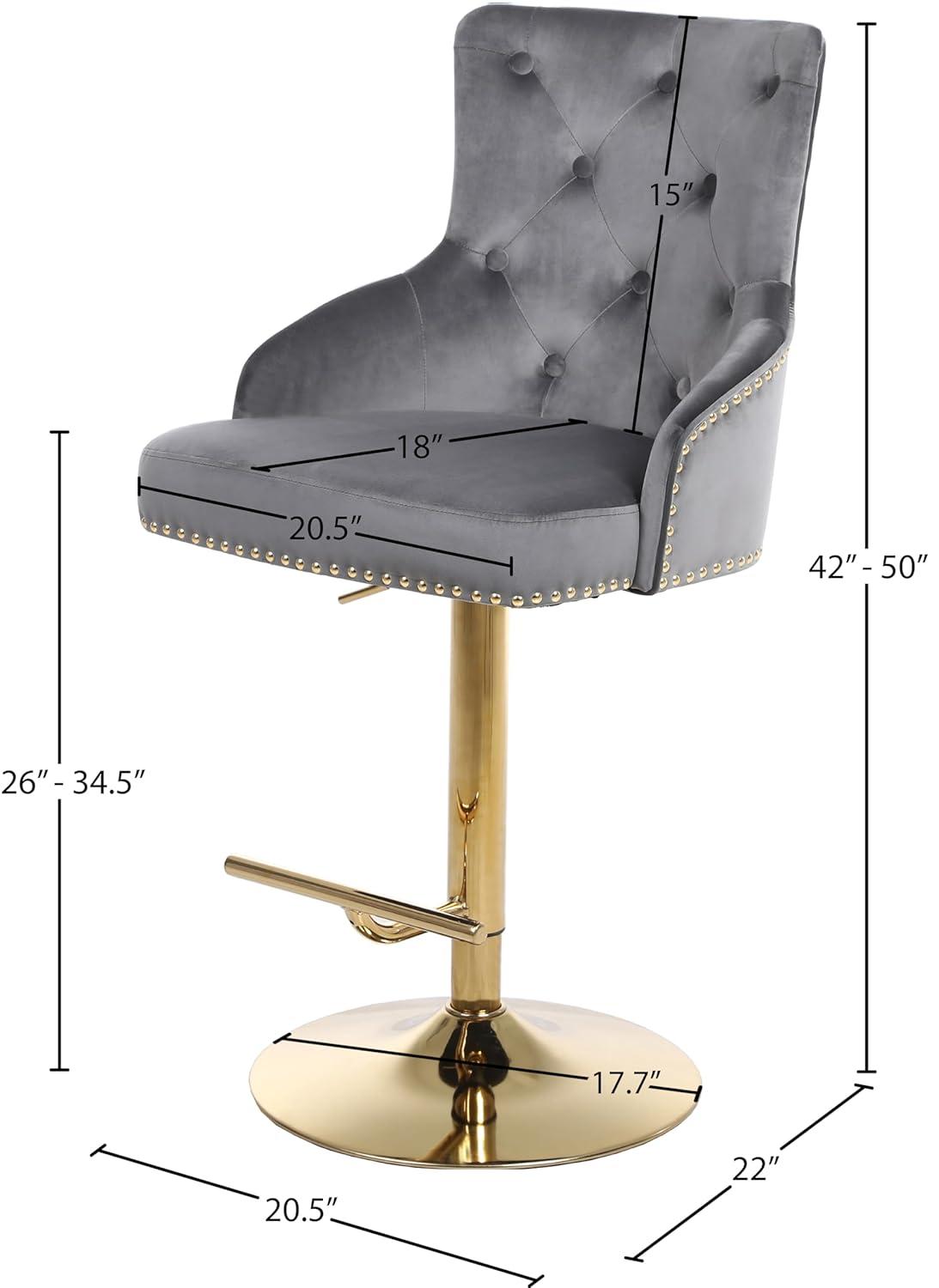 Maykoosh Mountain Lodge Grey Velvet Adjustable Stool