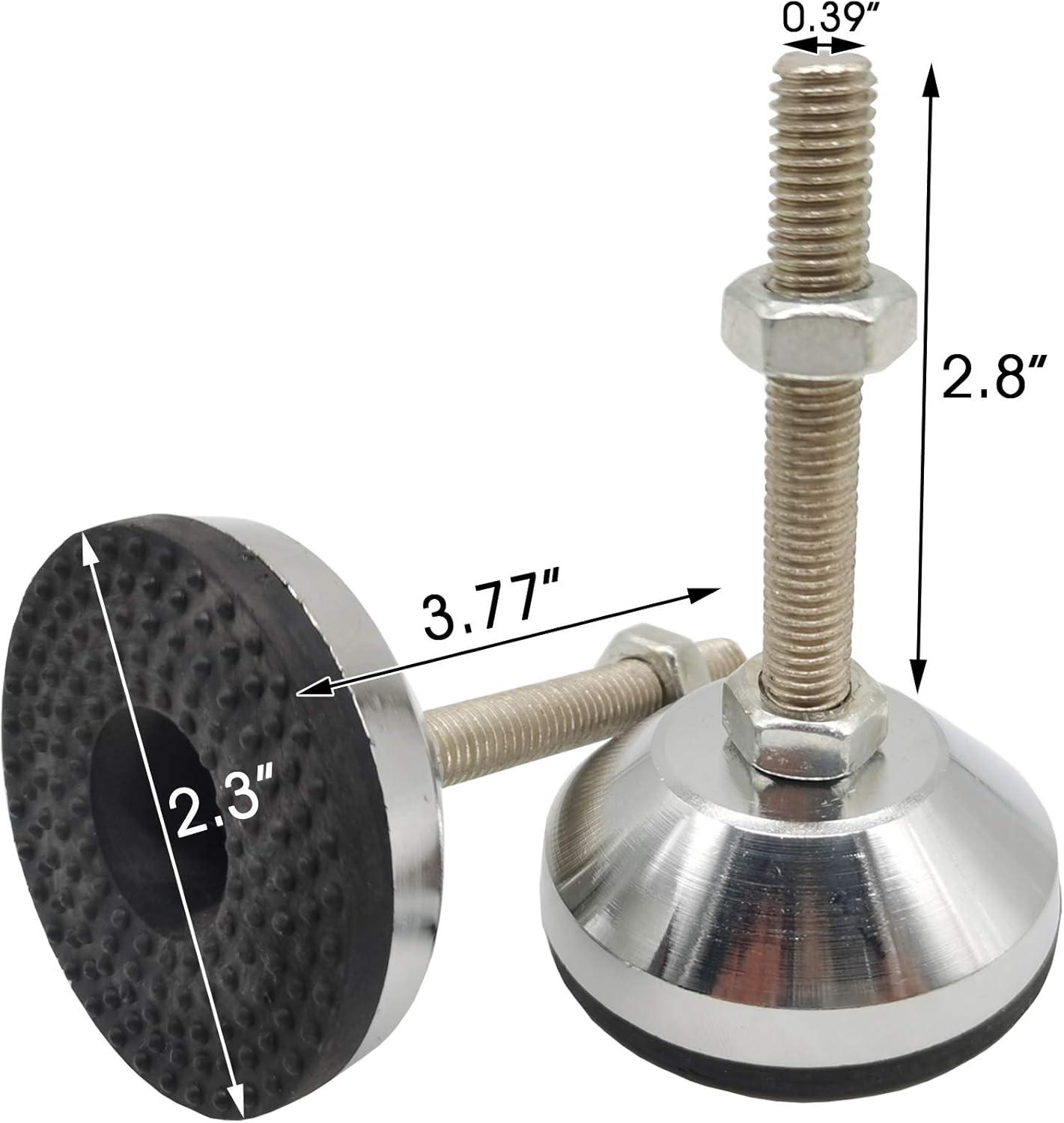 TIHOOD 2PCS Heavy Duty Leveling Screw Leg 4" Adjustable Feet Leveler Foot for Furniture Mechanical Equipment(Black)