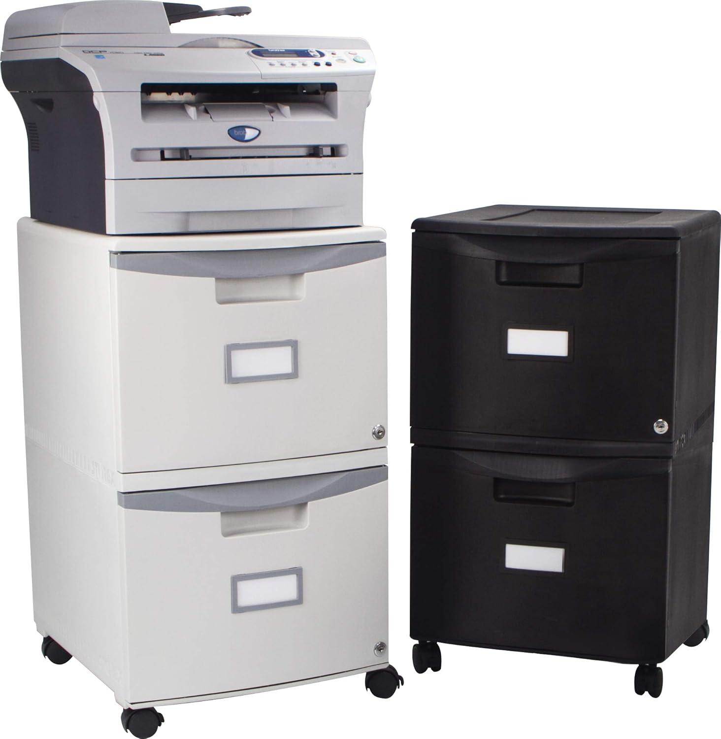 Black Mobile 2-Drawer Lockable Legal Size File Cabinet