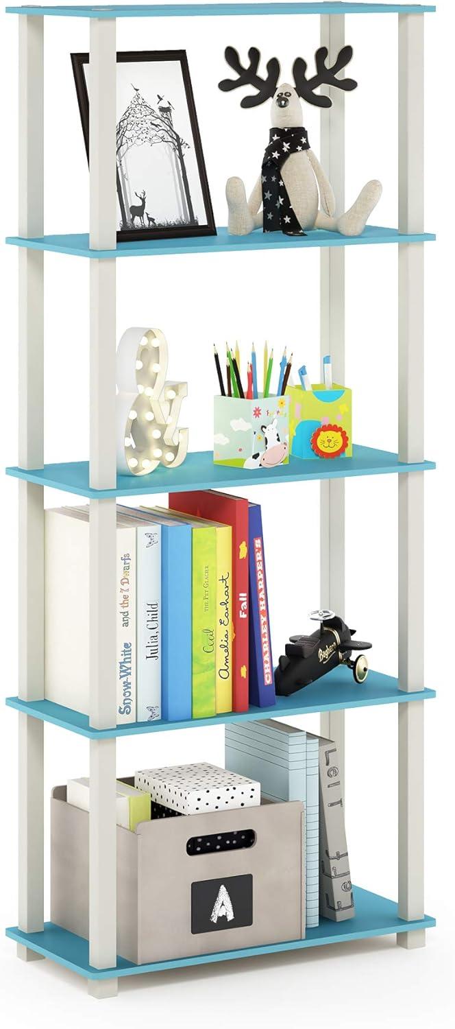 Furinno Turn-S-Tube 5-Tier Square Tubes Display Shelf, Light Blue/White