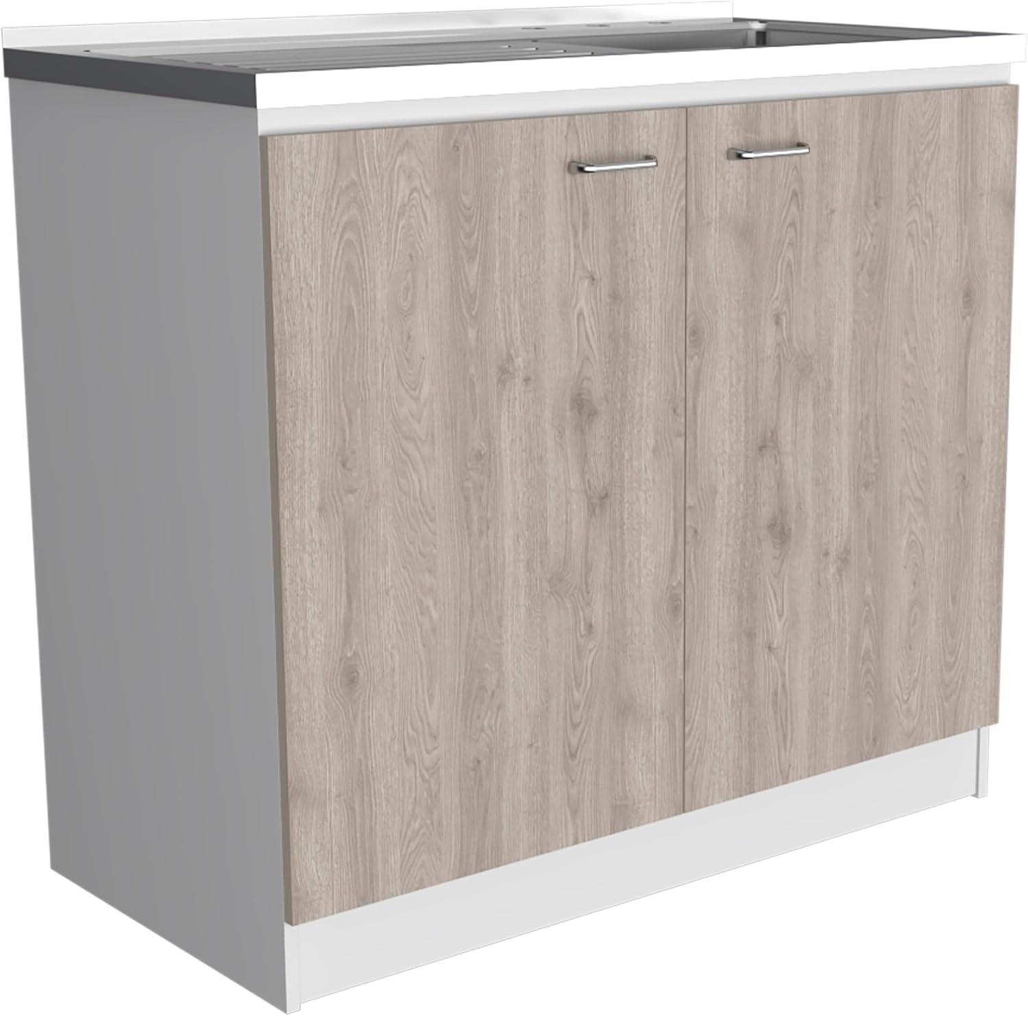 TUHOME Napoles Utility Sink Cabinet With Integrated Steel Sink