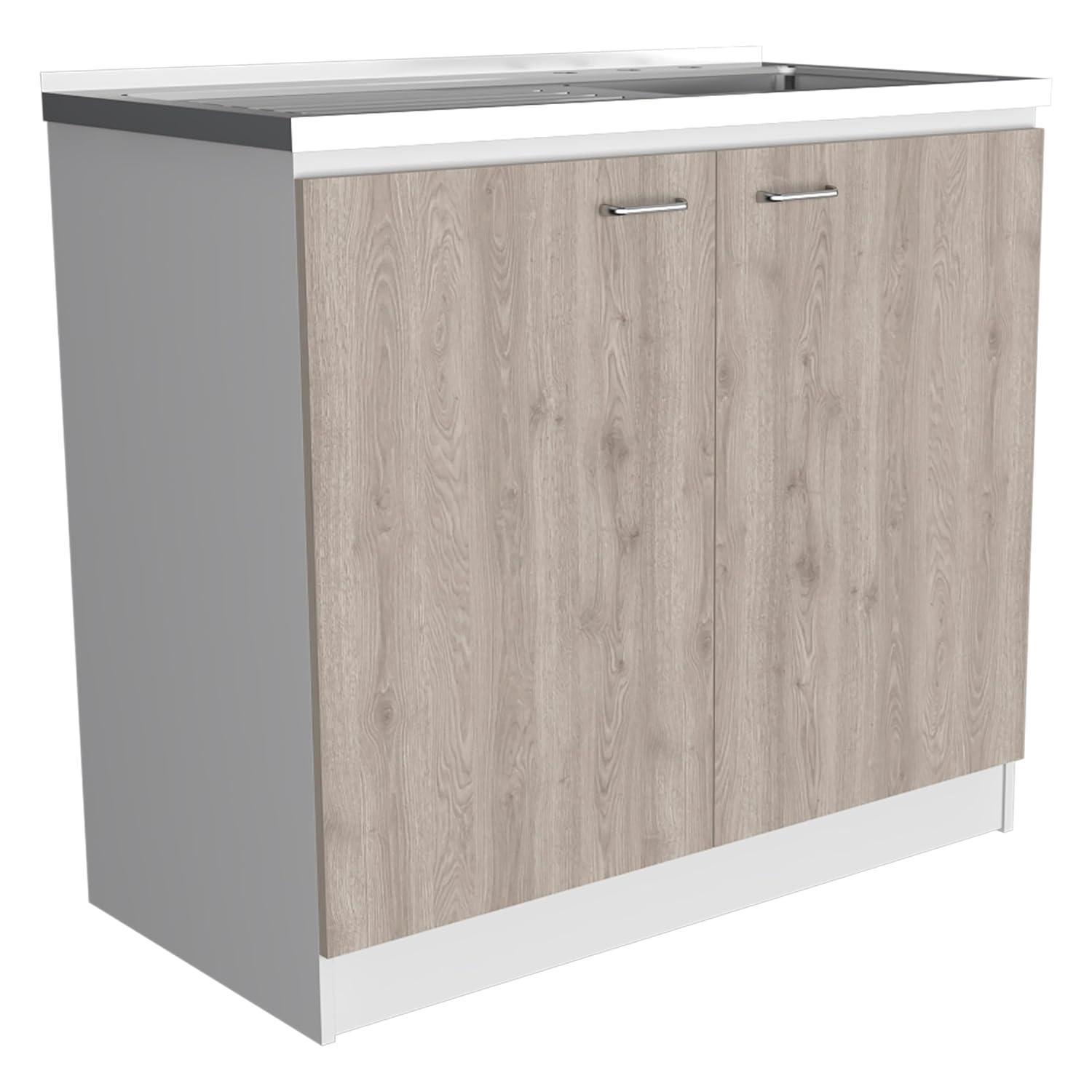 TUHOME Napoles Utility Sink Cabinet With Integrated Steel Sink