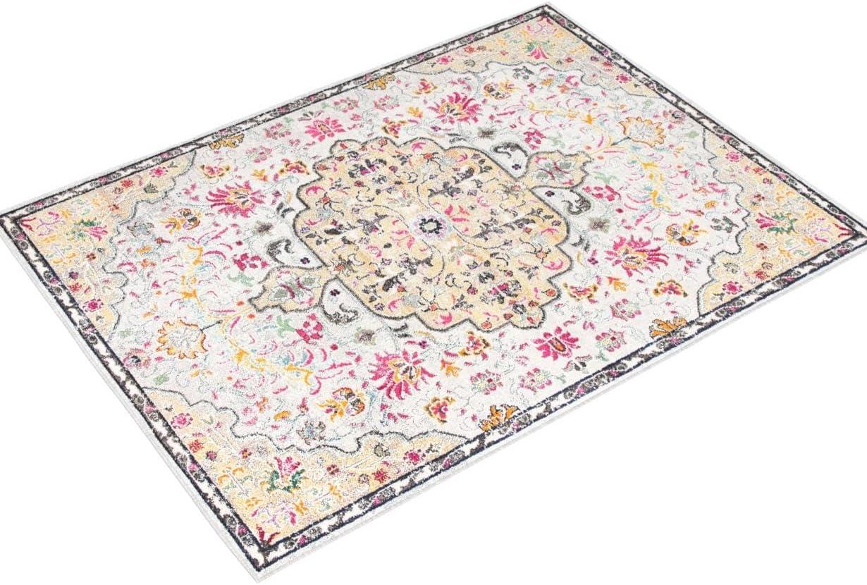 SAFAVIEH Madison Joandra Vintage Floral Area Rug, Grey/Gold, 10' x 14'