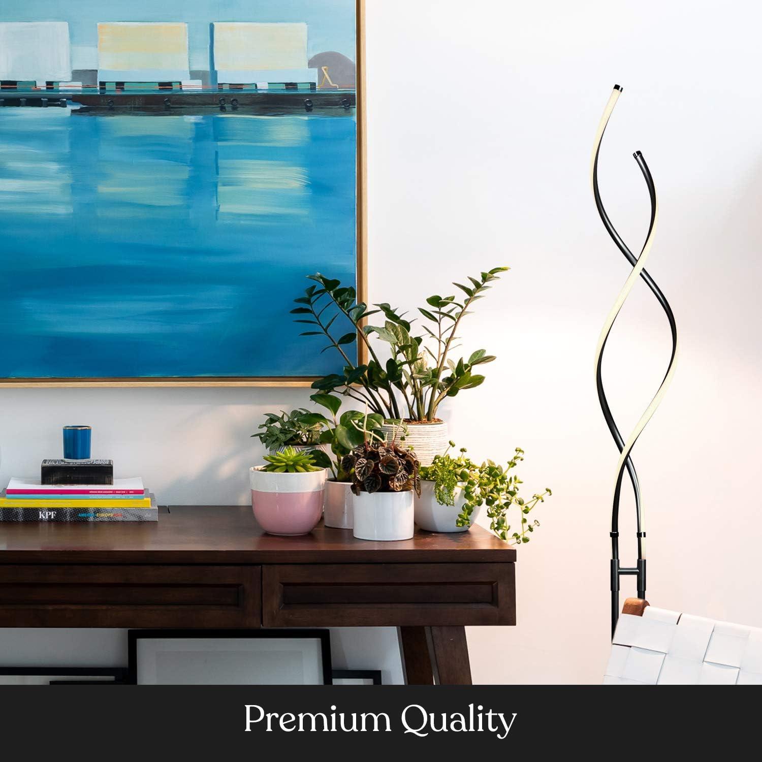 Brightech Embrace 40–60" 2-in-1 Modern LED Spiral Floor and Table Lamp with Black Finish, Adjustable Height, and Built-In 3-Way Dimmer