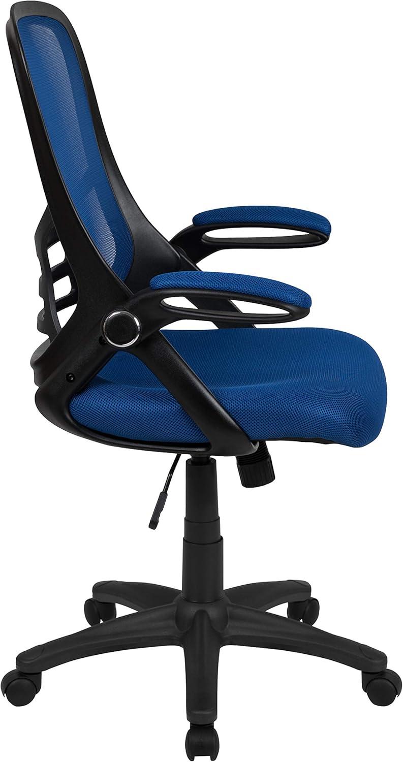 Flash Furniture Porter Ergonomic Mesh High-Back Swivel Office Chair with Flip-Up Armrests, Blue