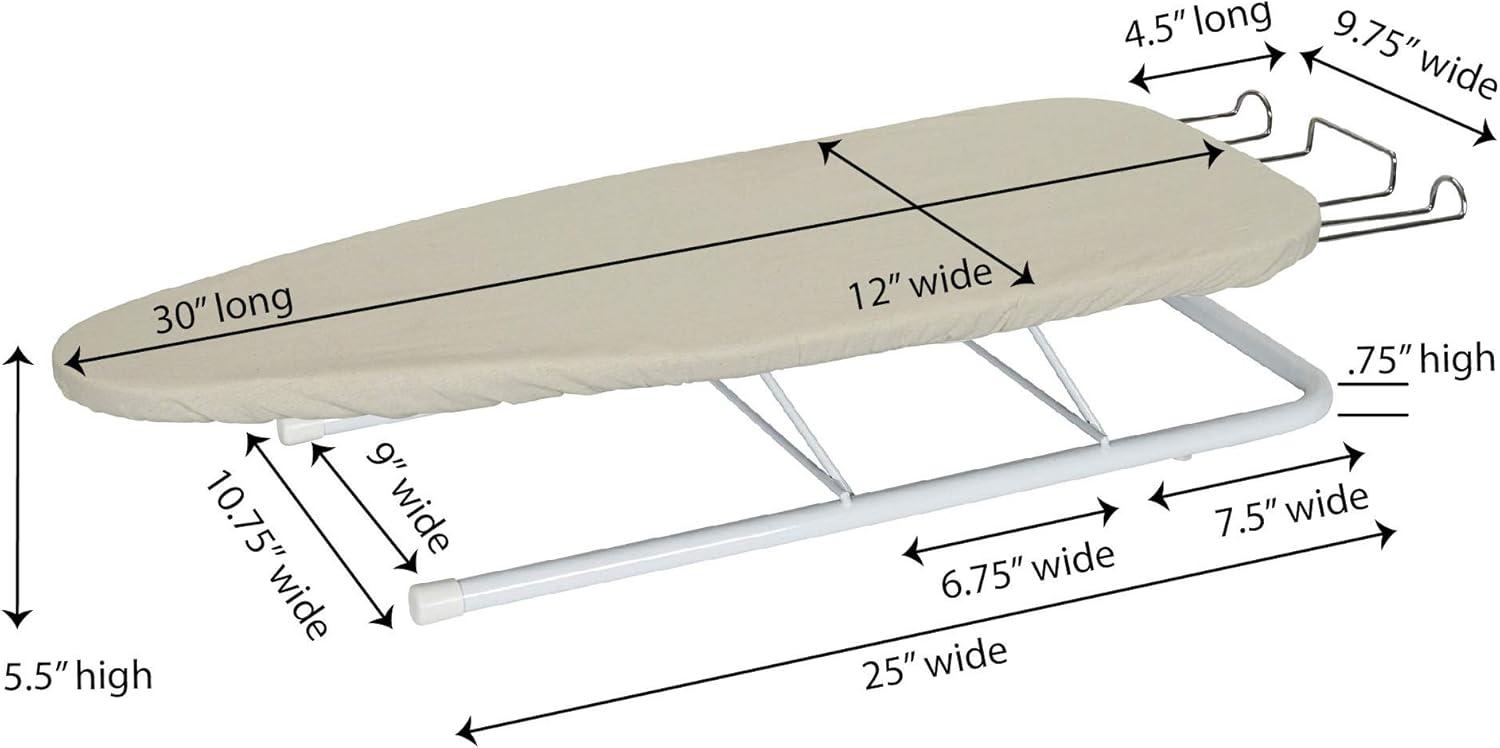 Household Essentials Portable Lightweight Tabletop Ironing Board with Retractable Iron Rest and 5mm Foam Pad