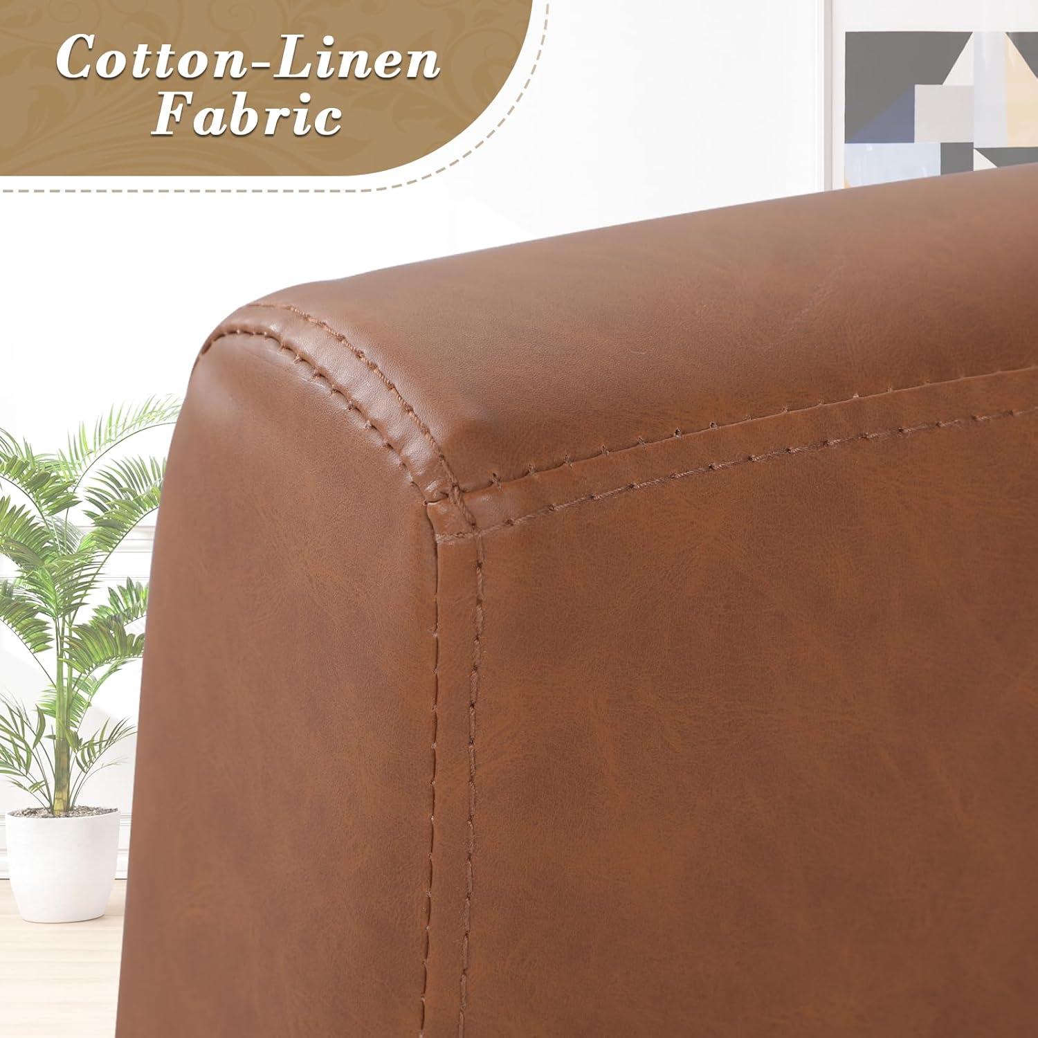 Renwick Mid-Century Modern Faux Leather Accent Chair, Set of 2, Brown
