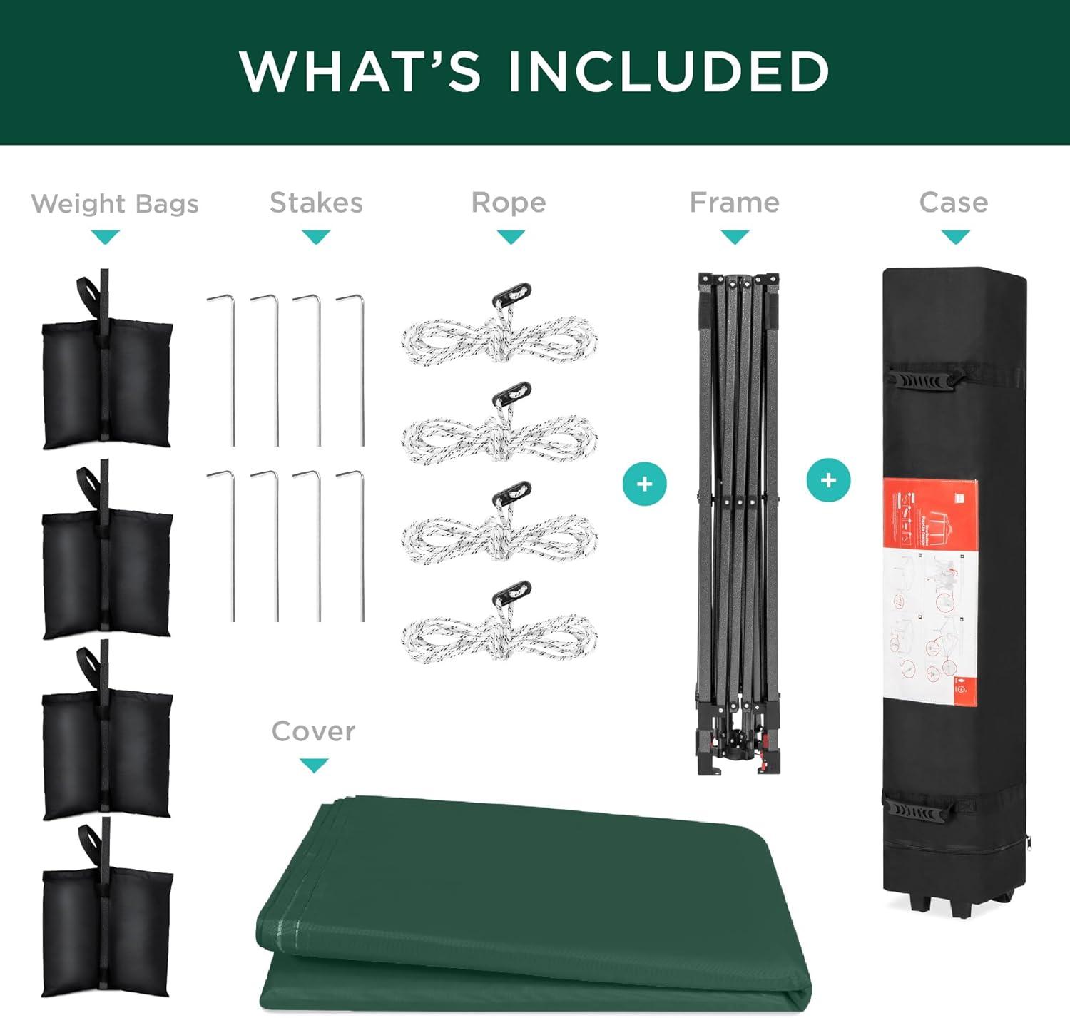 Best Choice Products Best Choice Products Easy Setup Pop Up Canopy W/ 1-Button Setup, Wheeled Case, 4 Weight Bags