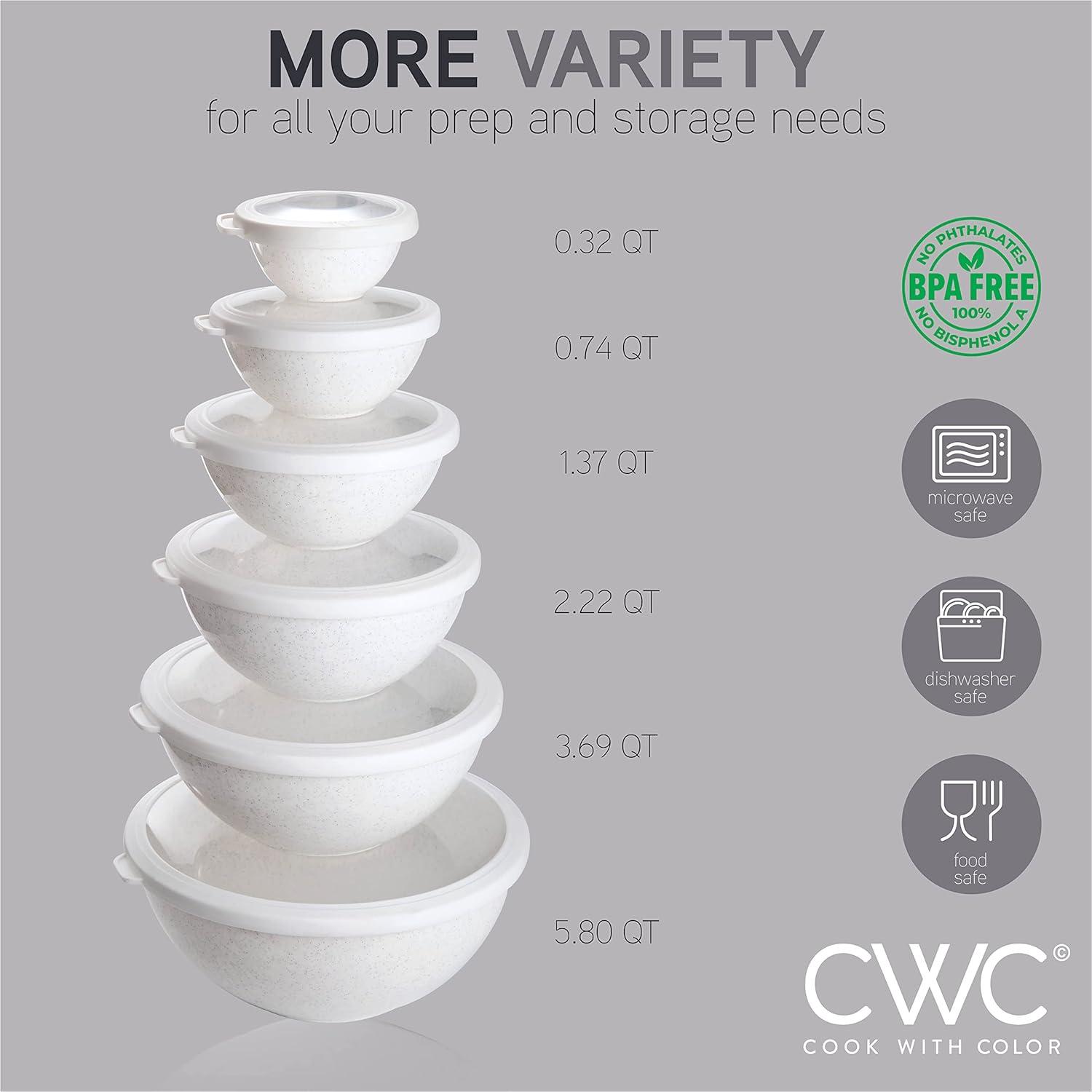 WRIWON 12 Piece Nesting Bowls Set includes 6 Prep Bowls and 6 Lids