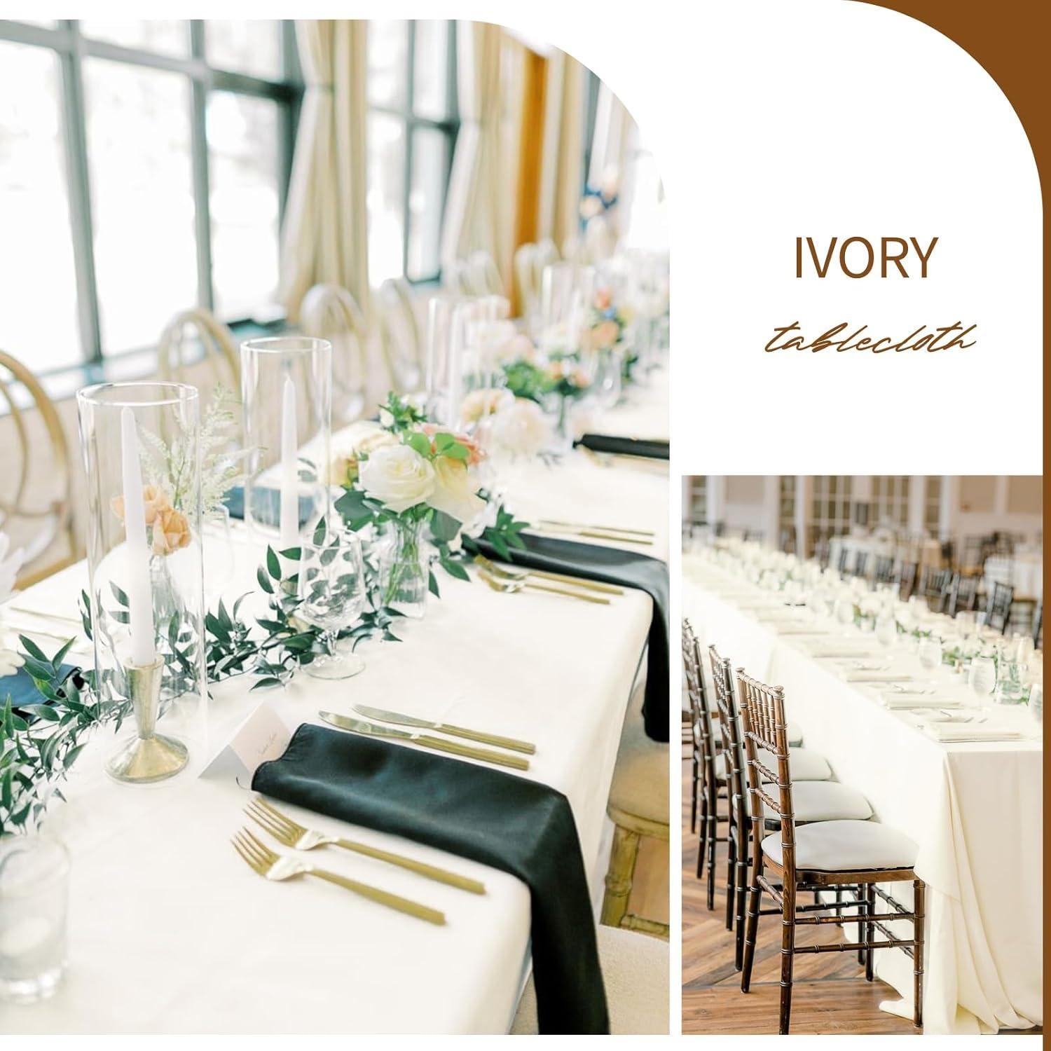 10 Pack Beige Tablecloth 60x102 inch Polyester Fabric Tablecloths for 6 Foot Rectangle Tables Wrinkle Resistant Linen Tablecloth Washable Table Covers for Party Wedding Events and Camping