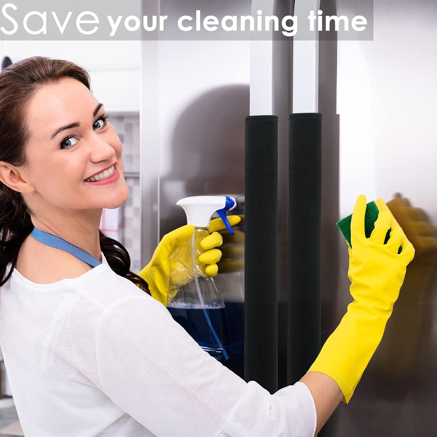 6Pcs Refrigerator Door Handle Cover Washable Kitchen Appliance Decor Handles Fridge Oven Microwave Dishwasher Antiskid Protector, Keep Off Fingerprints Food Stains (Black)