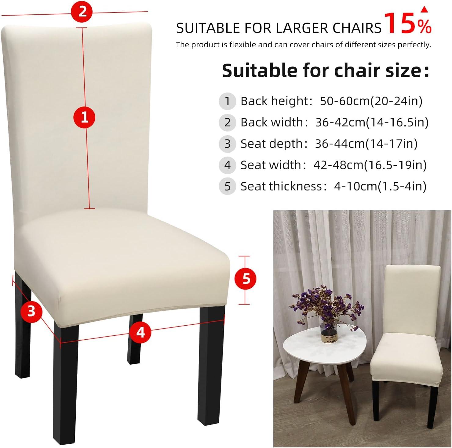 YISUN Dining Chair Covers, Stretch Spandex Chair Seat Cover Removable Washable Parson Chair Cover Kitchen Chair Protector Slipcovers (Beige Light, 6)