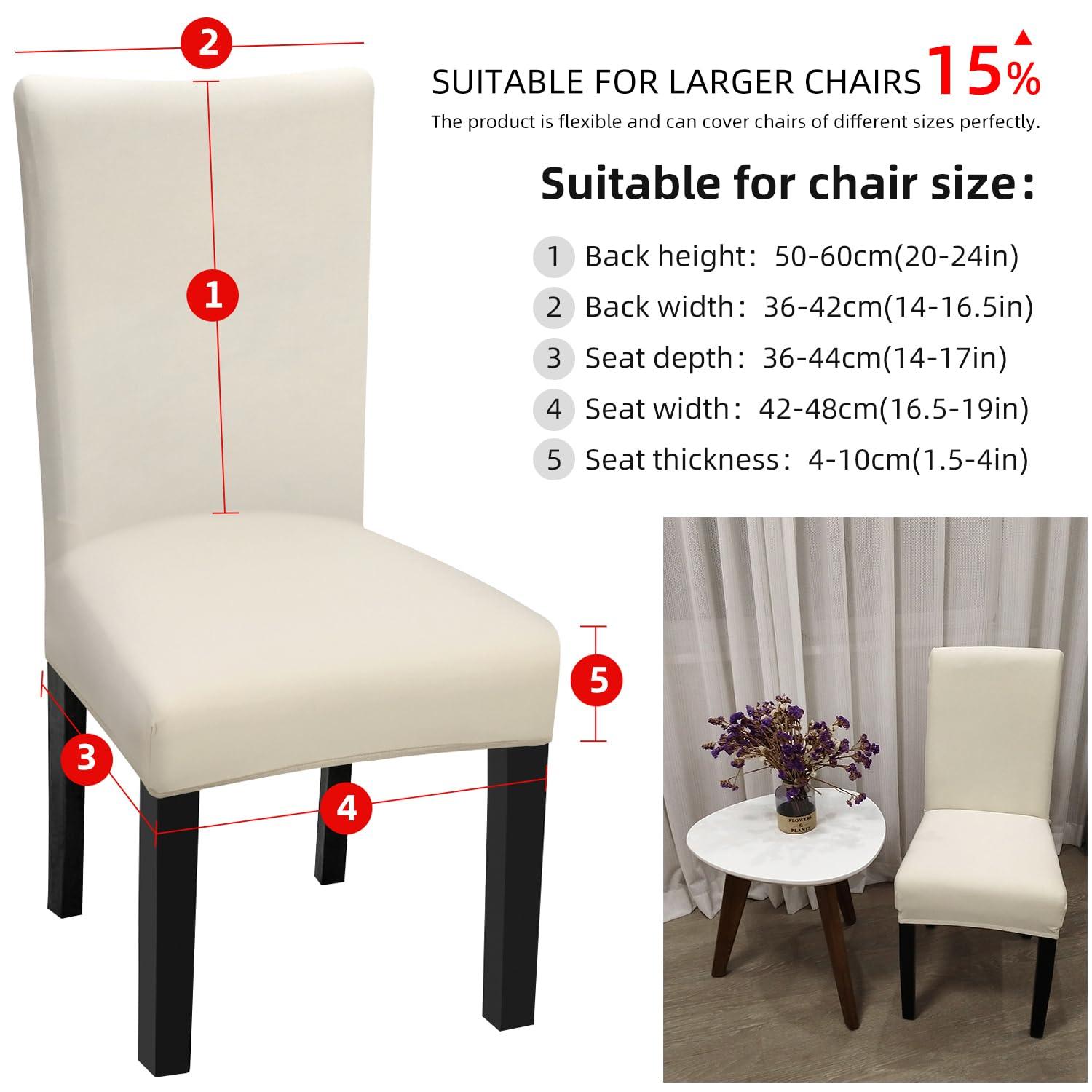 YISUN Dining Chair Covers, Stretch Spandex Chair Seat Cover Removable Washable Parson Chair Cover Kitchen Chair Protector Slipcovers (Beige Light, 6)