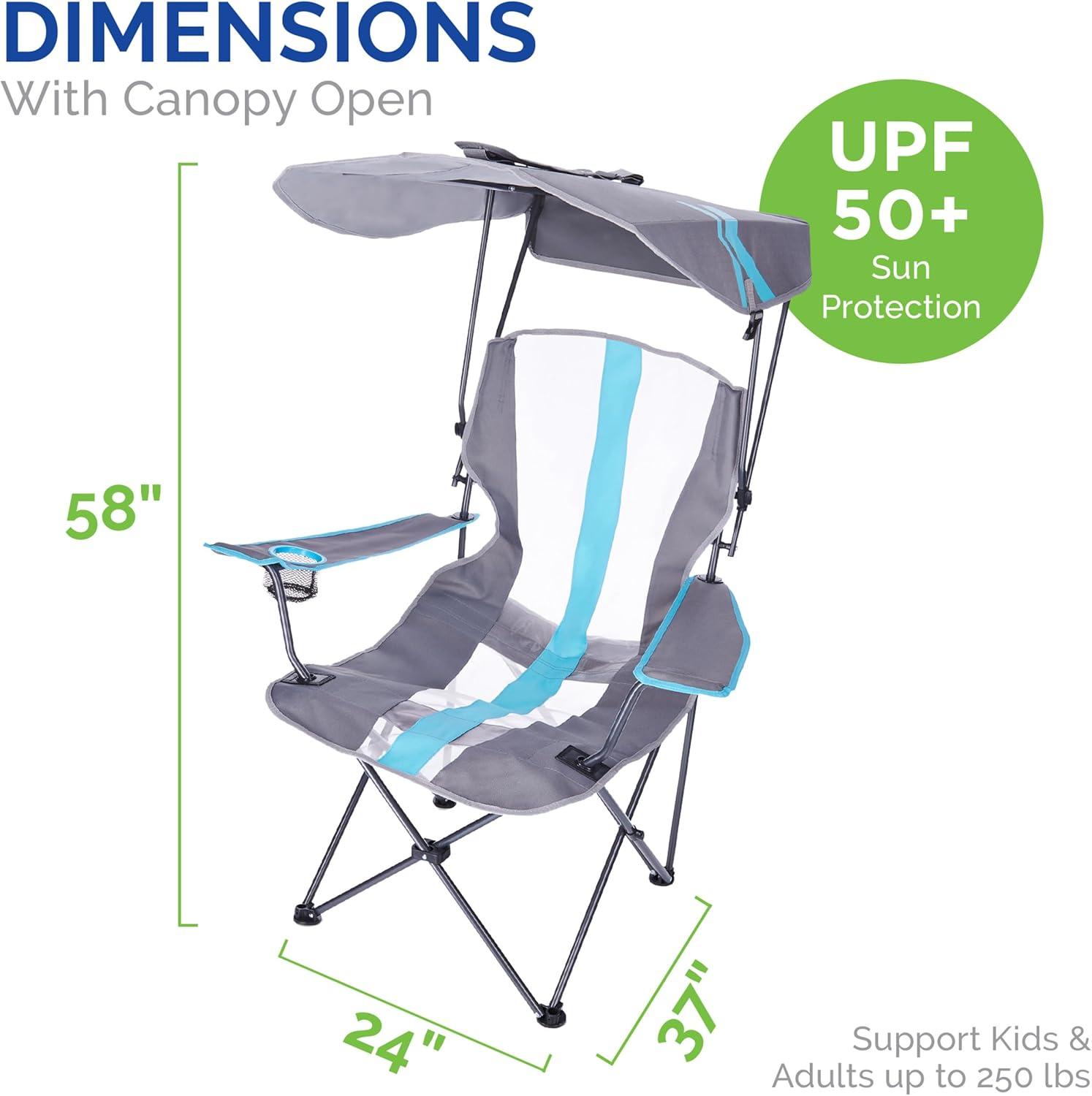 Modern Foldable Outdoor Chair with 50+ UPF Canopy, Blue & Gray