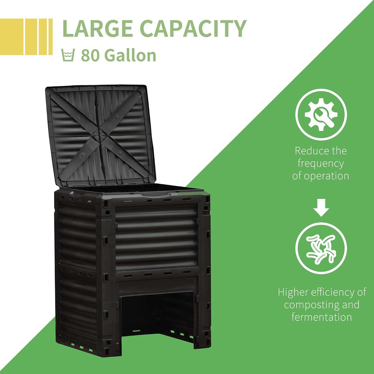 80 Gallon Black and Yellow Outdoor Compost Bin