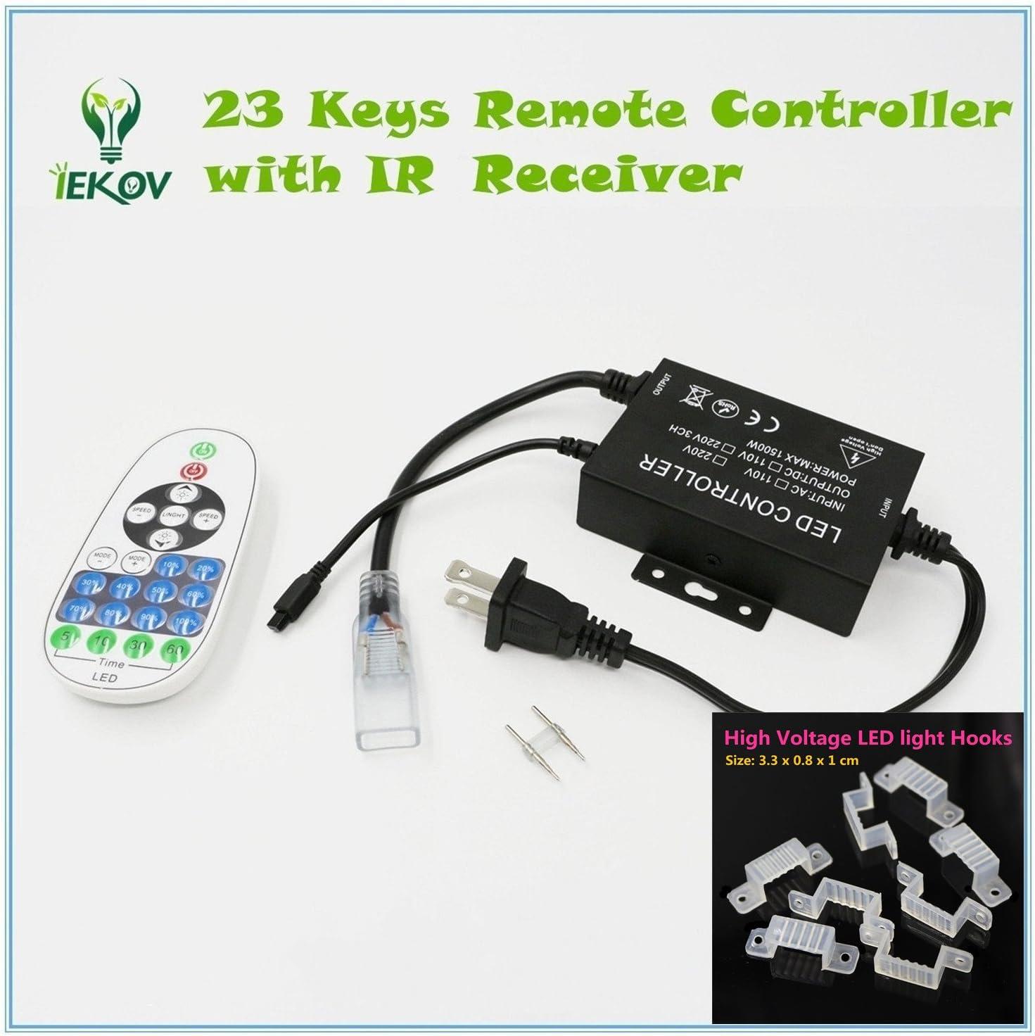 Warm White Color LED Strip Light, AC 110-120V Flexible/Waterproof/Multi-Modes Function/Dimmable SMD5050 LED Rope Light with Remote for Home/Office/Building Decoration (164ft/50m)