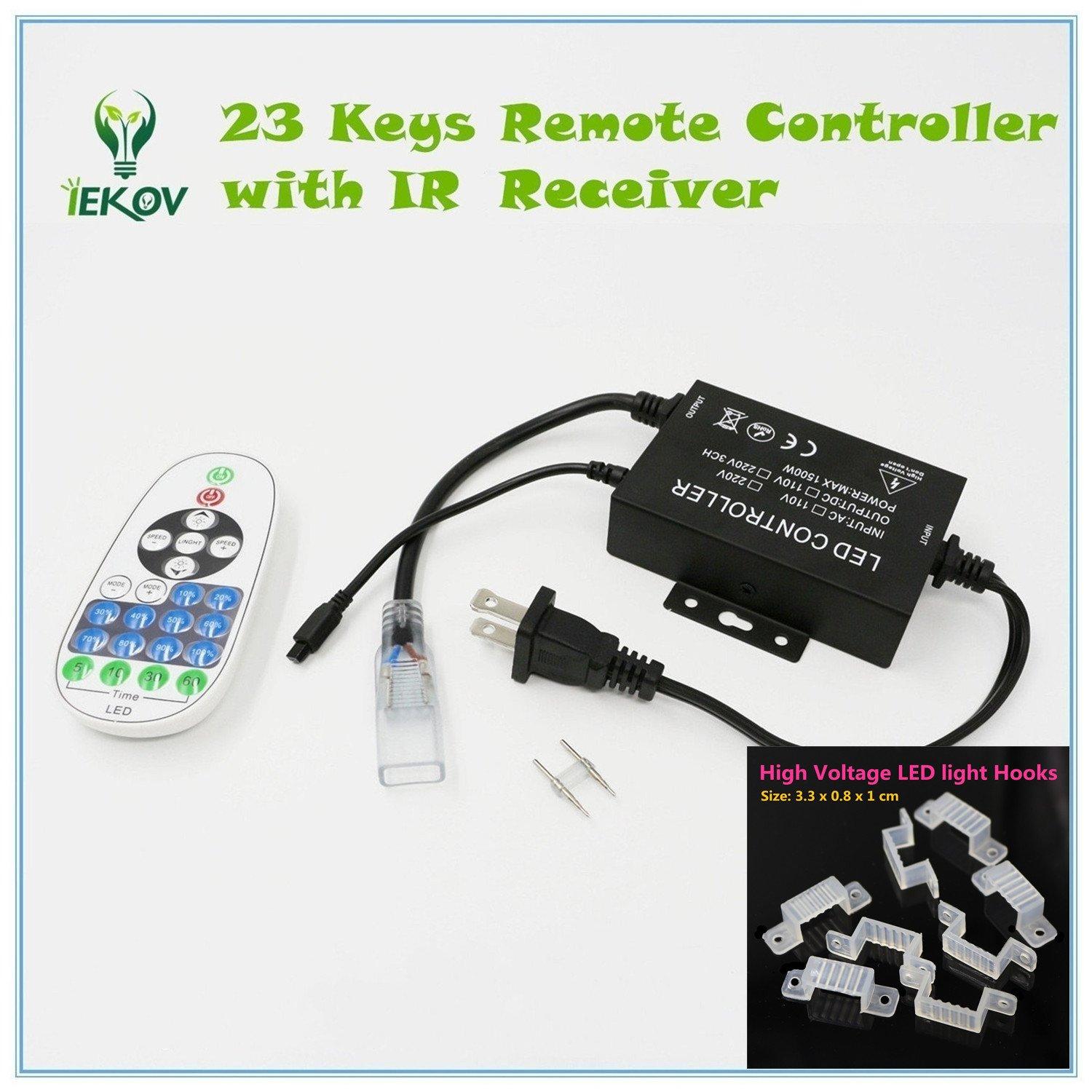 Warm White Color LED Strip Light, AC 110-120V Flexible/Waterproof/Multi-Modes Function/Dimmable SMD5050 LED Rope Light with Remote for Home/Office/Building Decoration (164ft/50m)