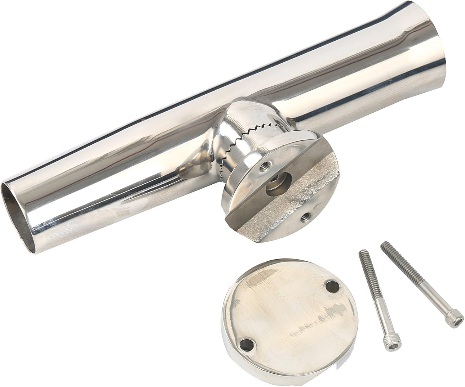 Amarine Made 2Pcs Fishing Rod Holder, Stainless Tournament Style Clamp on Rod Holder, Rail Mount Fishing Pole Holder for Rails 1-1/4" to 2"