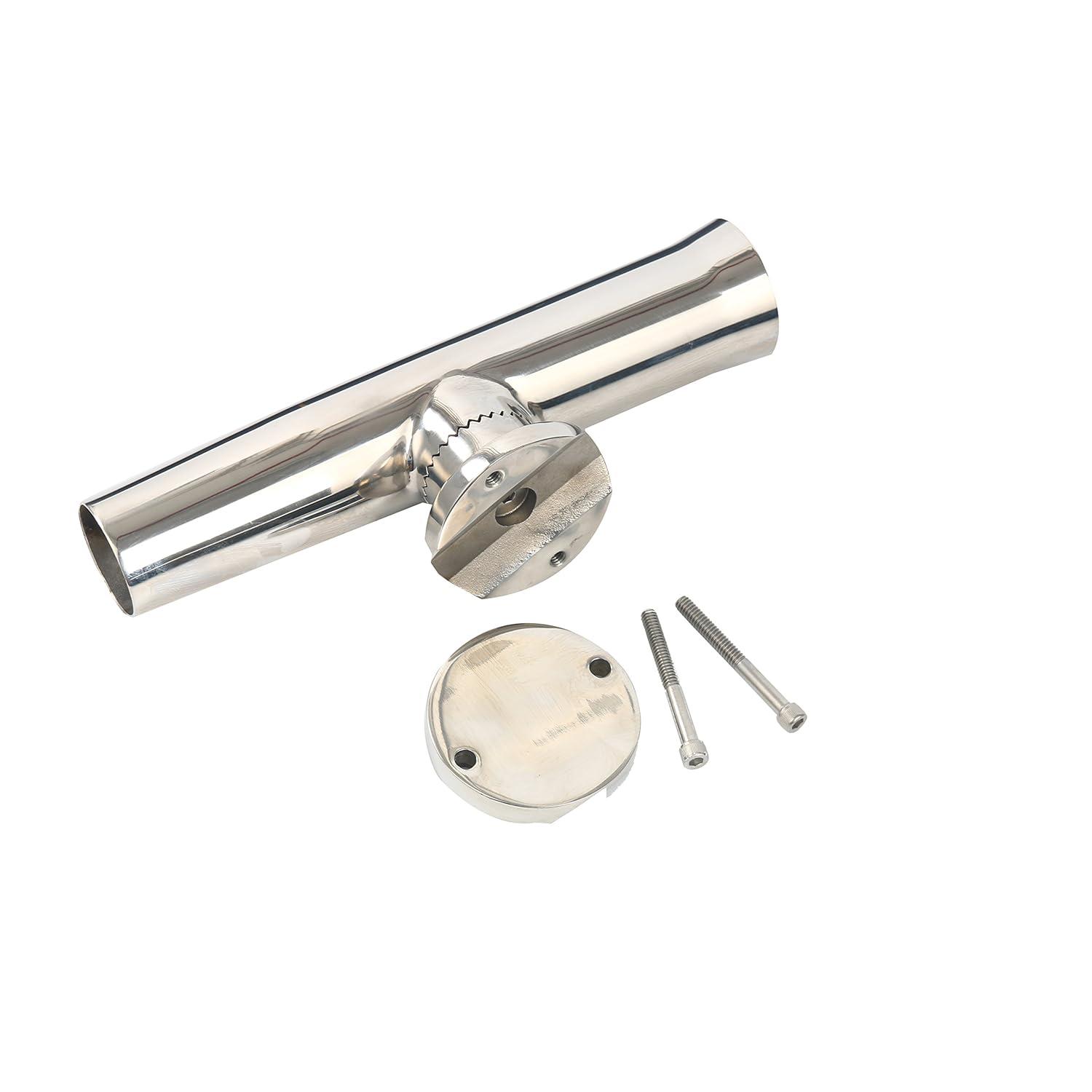 Amarine Made 2Pcs Fishing Rod Holder, Stainless Tournament Style Clamp on Rod Holder, Rail Mount Fishing Pole Holder for Rails 1-1/4" to 2"