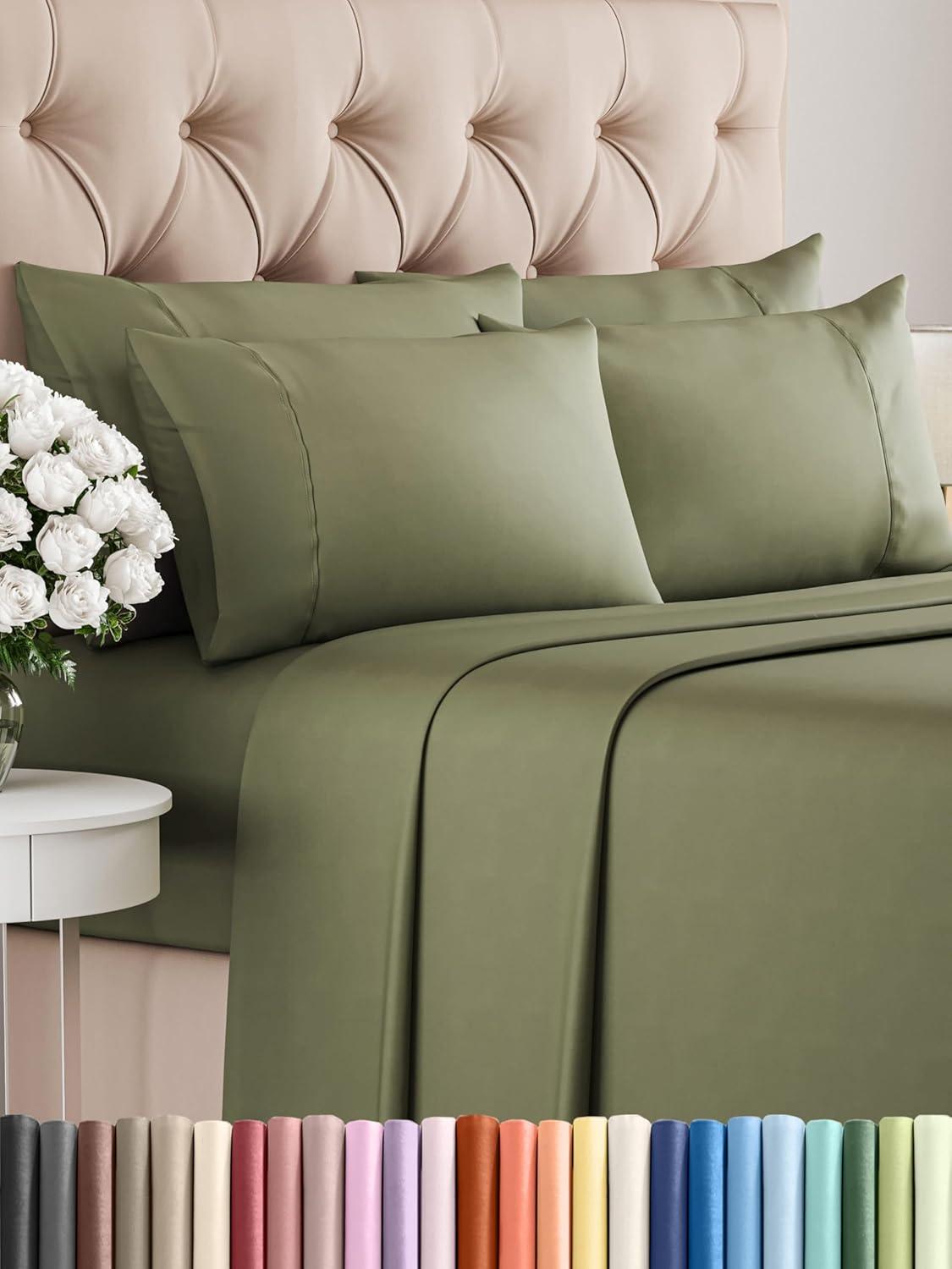 CGK Linens 6 Piece Soft & Cooling Solid Sheet Set - Wrinkle Free Luxury Bed Sheets