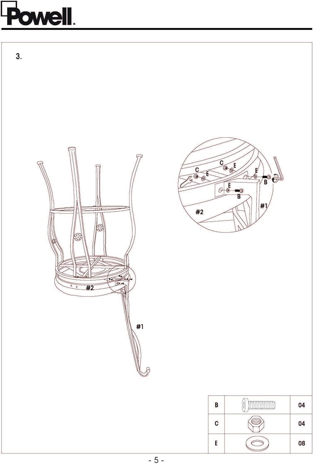 Powell Beatrix Big & Tall 30" High Back Indoor Copper Stamped Round Metal Bar Stool wth Swivel, Bronze/Warm Rust Faux Leather