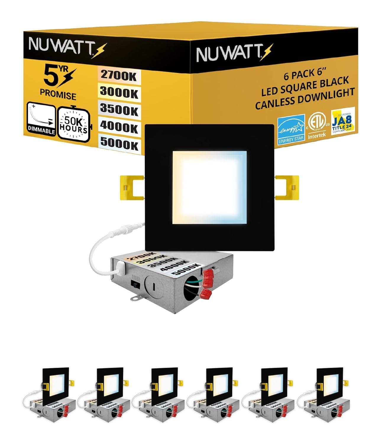 Panel Downlight 6'' Selectable Color Temperature Dimmable Air-Tight IC Rated LED Canless Recessed Lighting Kit