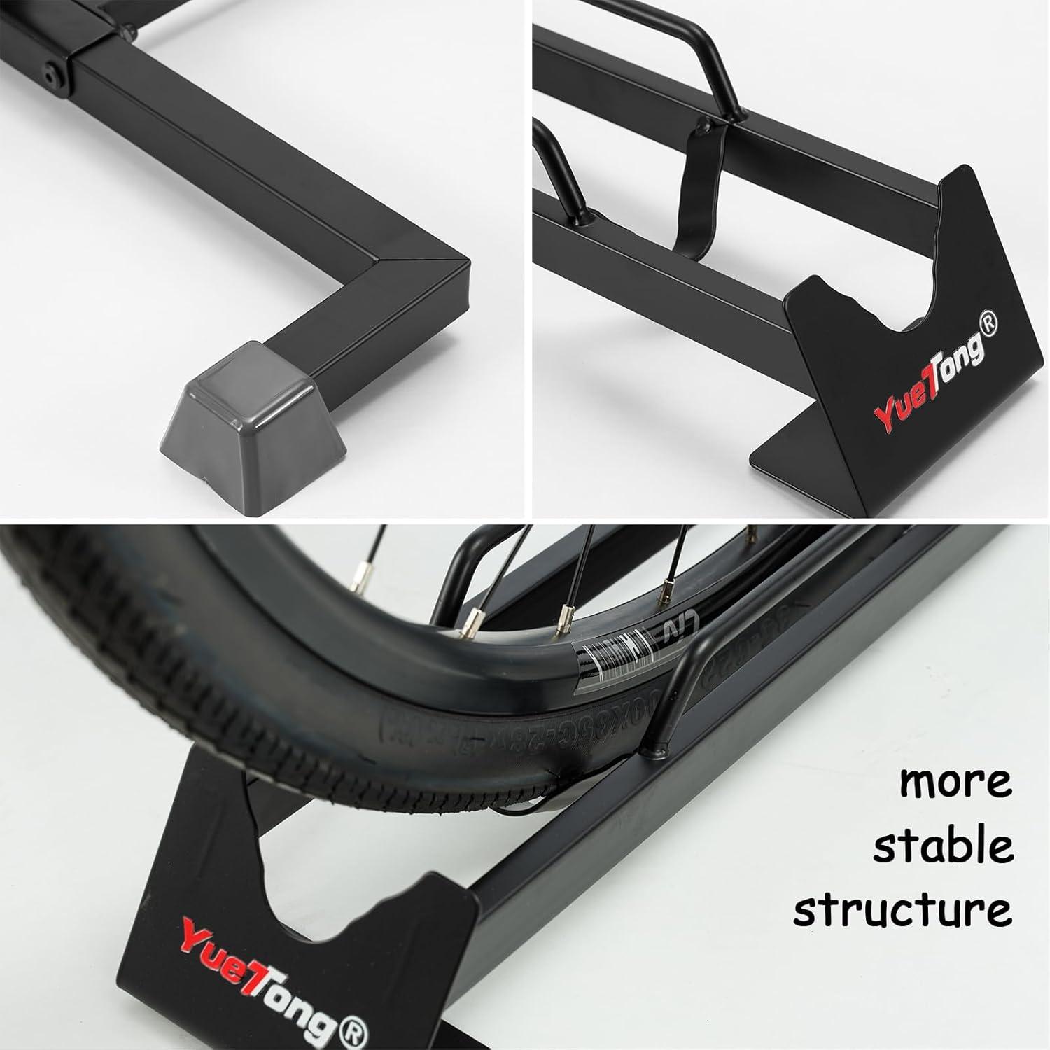 YueTong Heavy Duty Bike Stand - Vertical & Horizontal Storage, Upright Bicycle Stand for Indoor & Garage, Suits MTB, Road & E-bike (2 Pack)