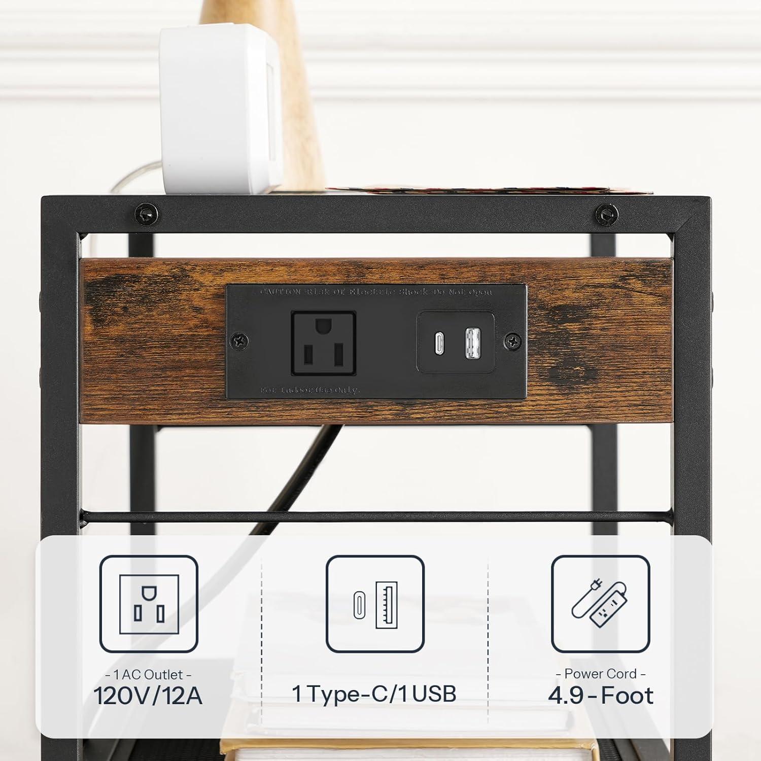 25.2'' H X 16.5'' W Mobile Printer Stand with Storage and Charging Station