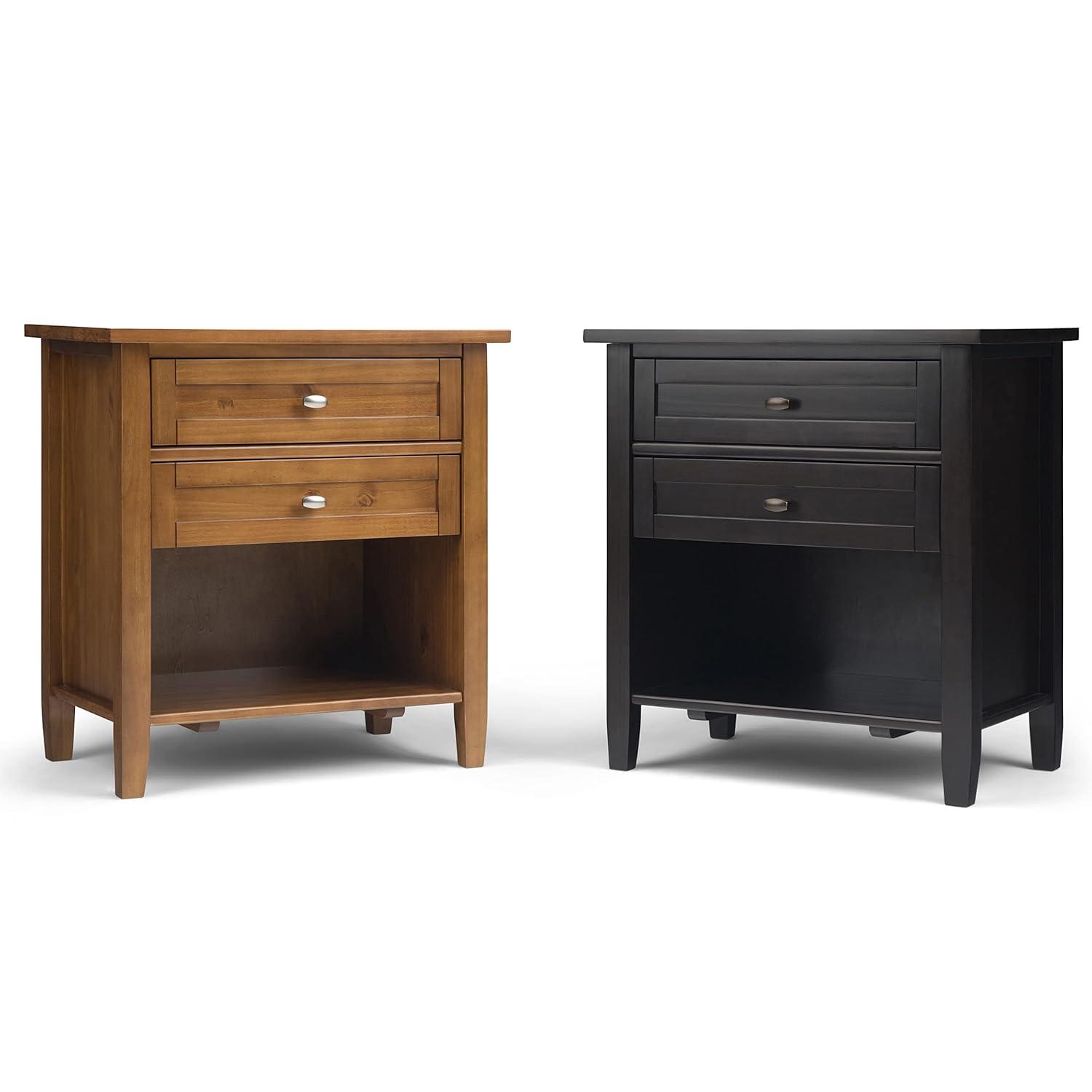 Simpli Home Warm Shaker 24"W Solid Wood Bedside Table with Two Drawers