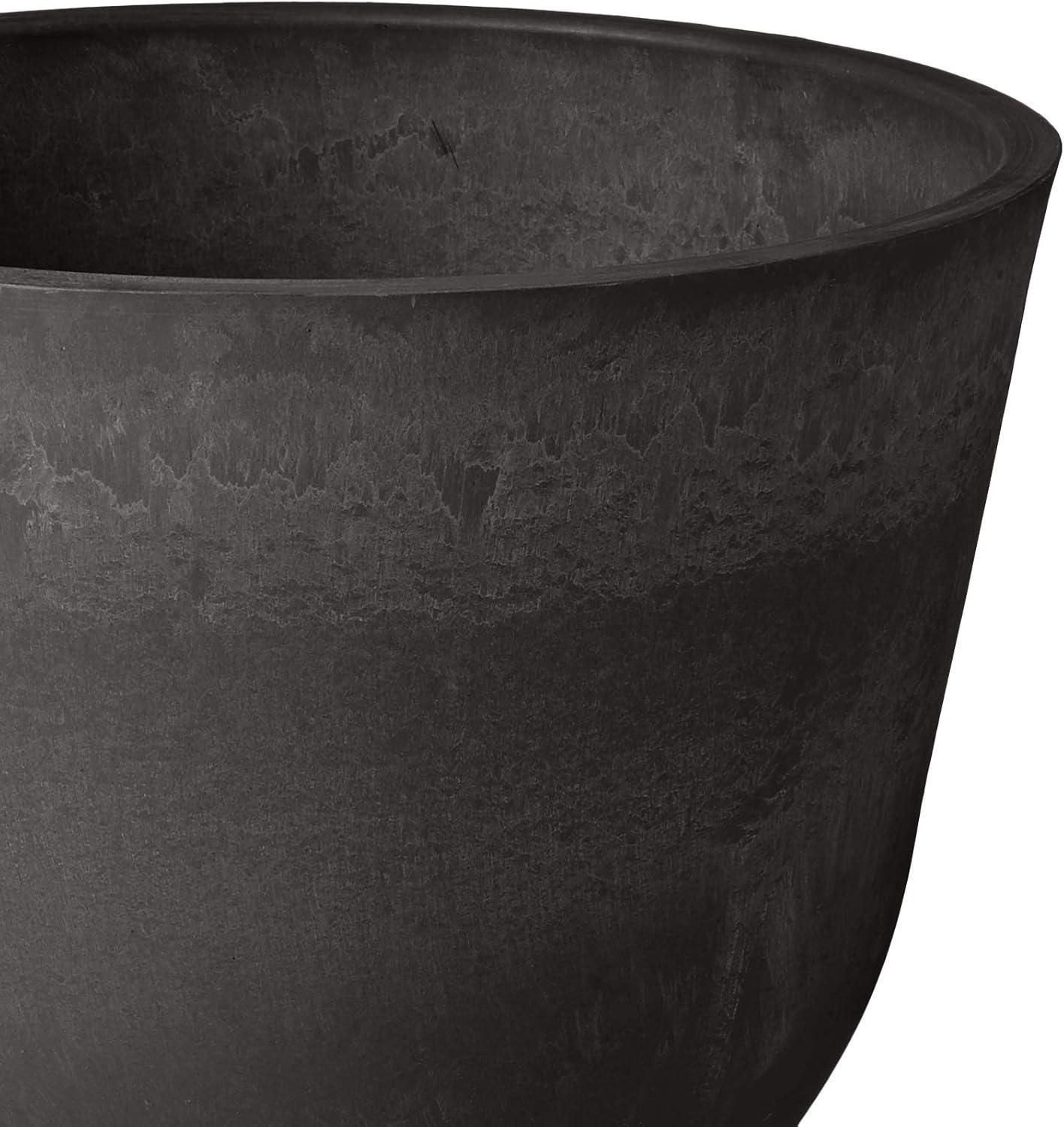 Black Recycled Plastic and Stone Medium Urn Planter