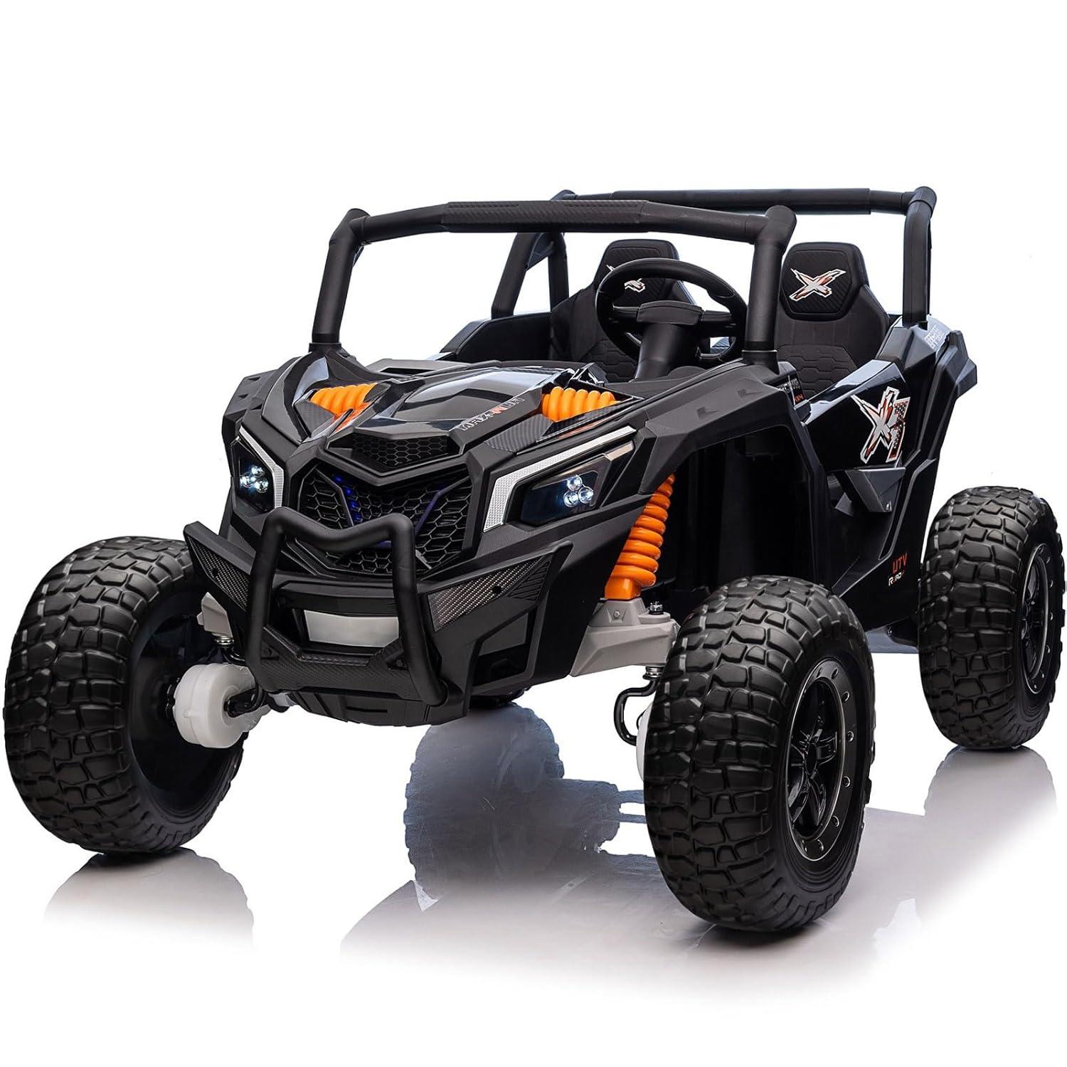 Track 7 24V Ride on UTV, 2-Seater Ride on Car with Remote Control, Music, 2 Speed, Key Start, 4x4 Ride on Off-Road Truck, Blue