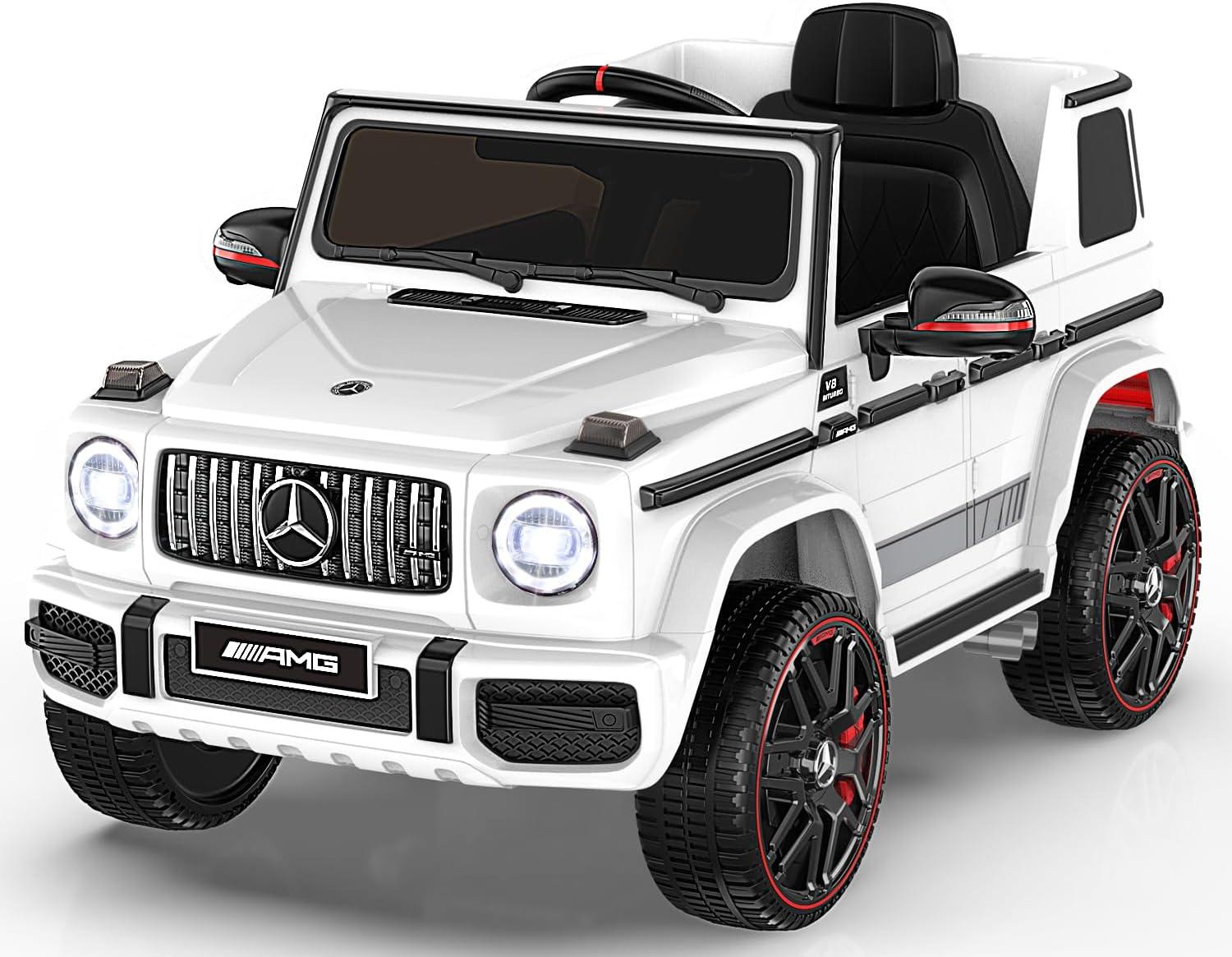 12V Benz G63 Licensed Powered Ride On Car W/ Remote Control, Low Battery Voice Prompt, Led Headlight