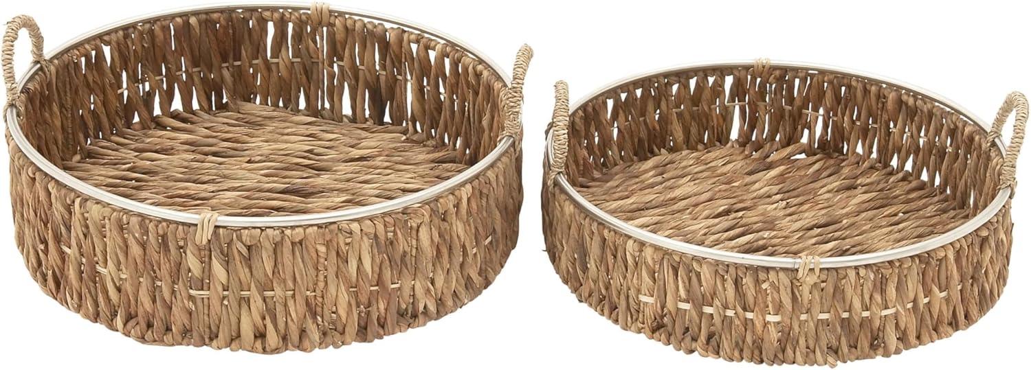 Handmade Coastal Wicker Basket With Handles - Set of 2