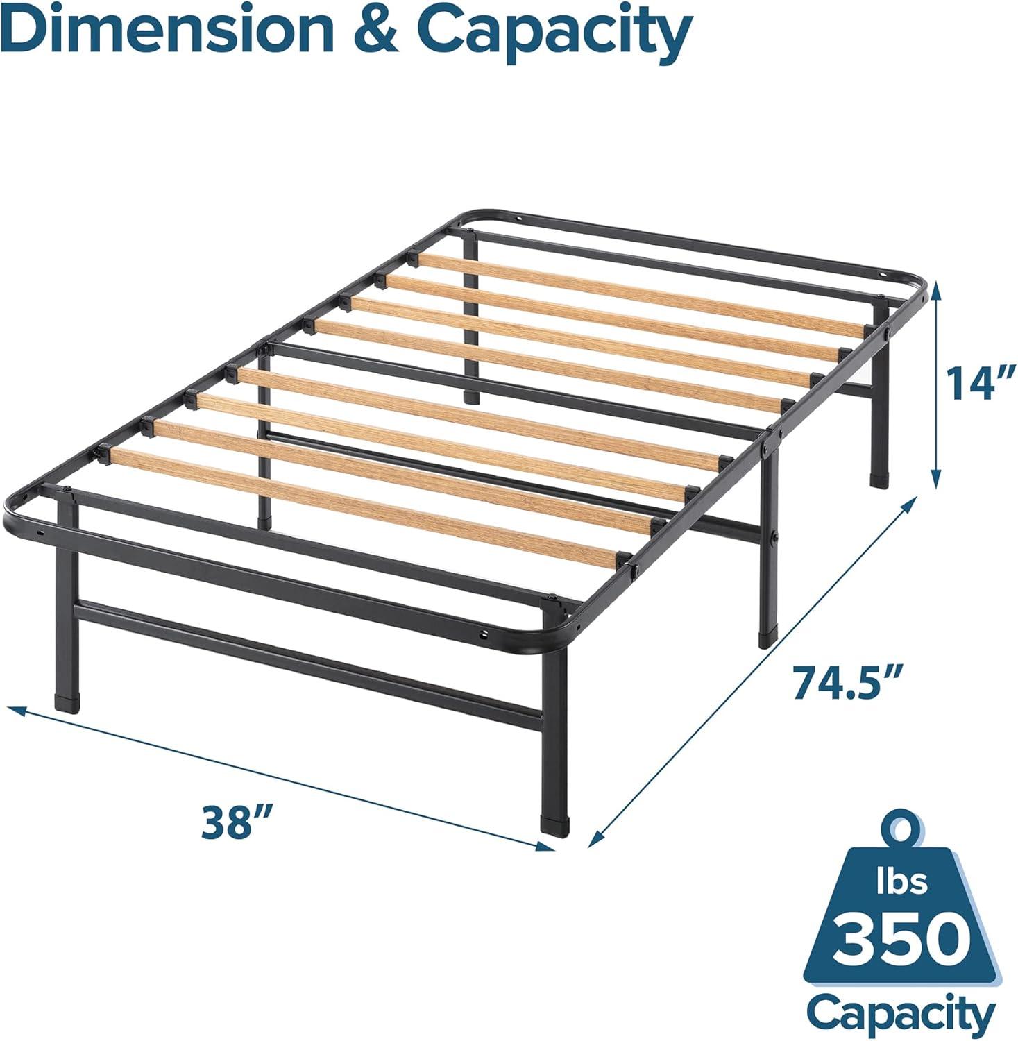 14" SmartBase Essential Mattress Foundation Bed with Bamboo Slats Black - Zinus