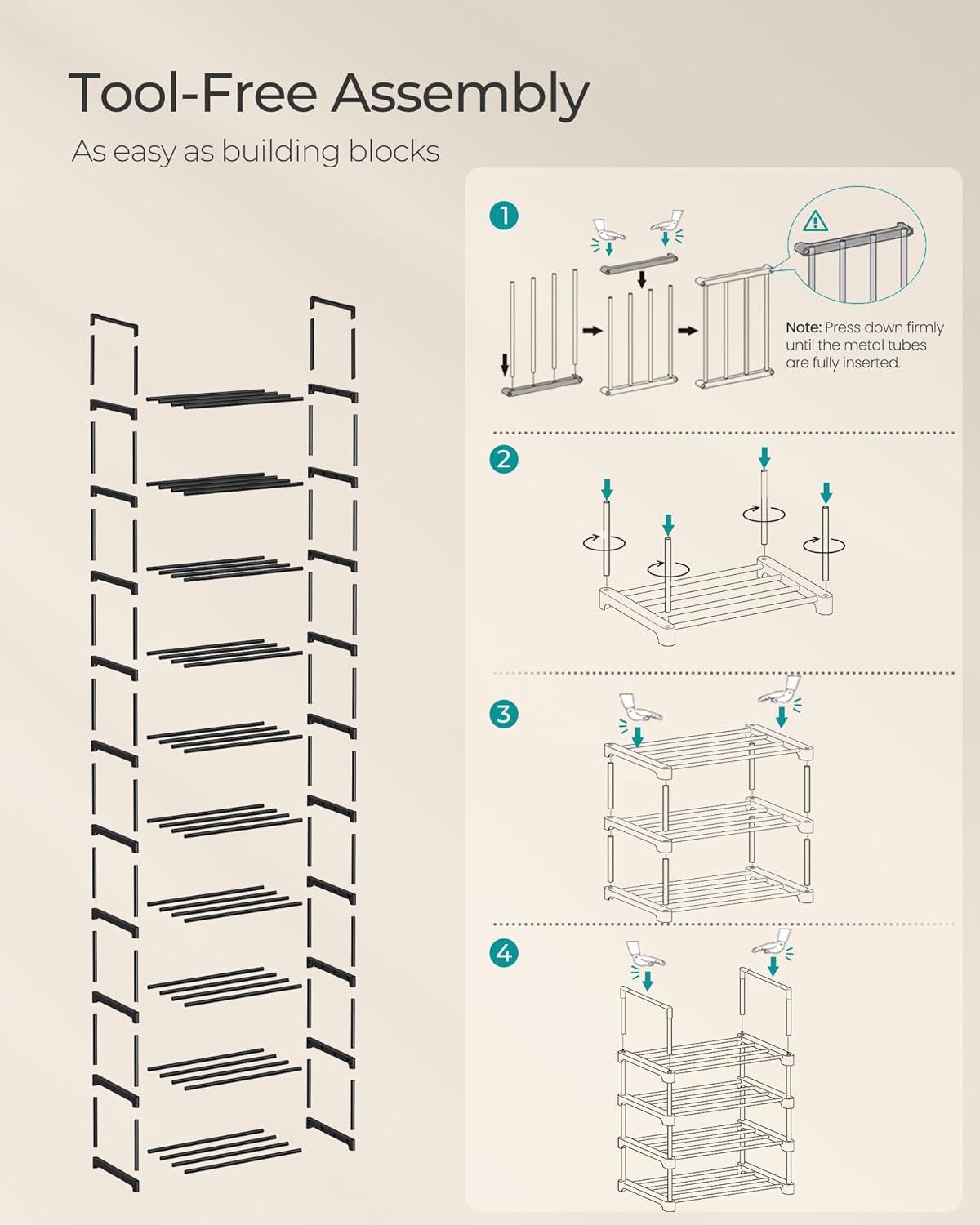 Black 10-Tier Metal Shoe Storage Shelf