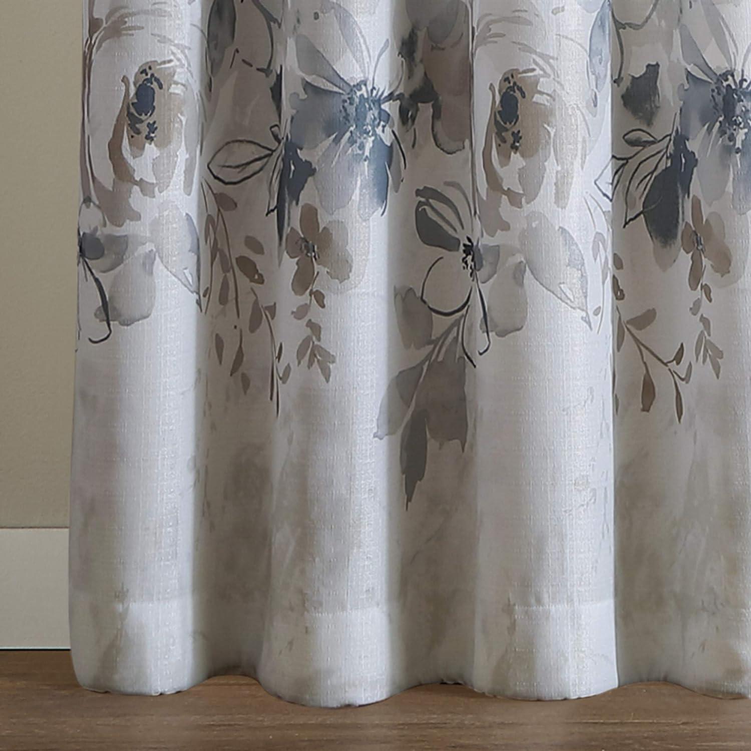 Natural Floral Watercolor Light-Filtering Polyester Curtain Panel 50" x 84"