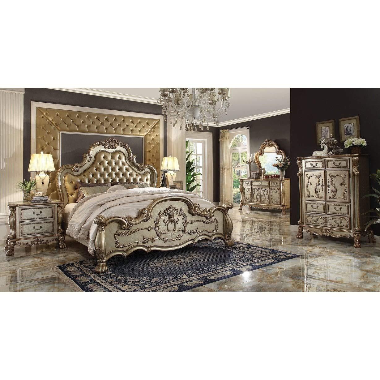 Acme Furniture Dresden Dresser Mirror Gold Patina/Bone