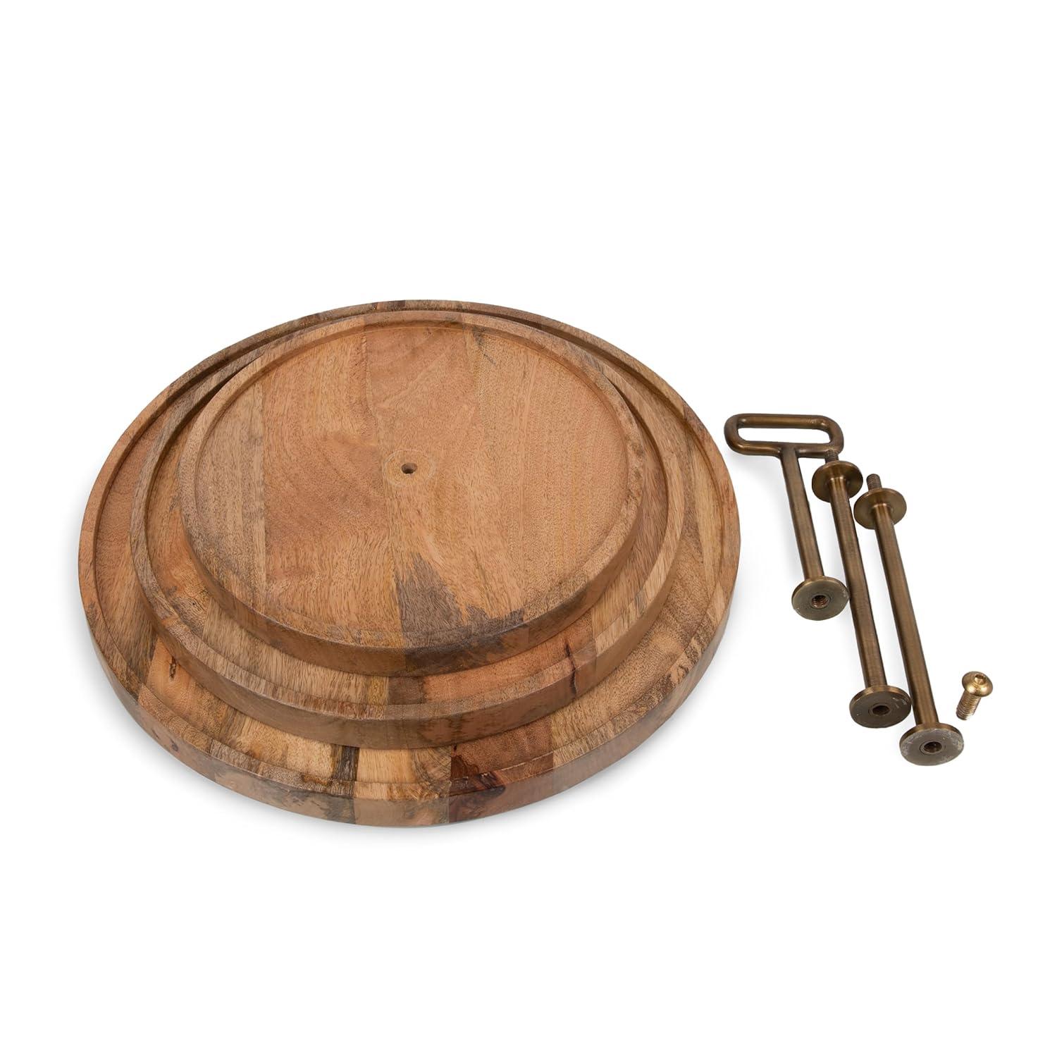 Millwood Pines Tapas 3-Tiered Serving Tray, Mango wood Cupcake Stand, Wooden Cheese Board Darfasha